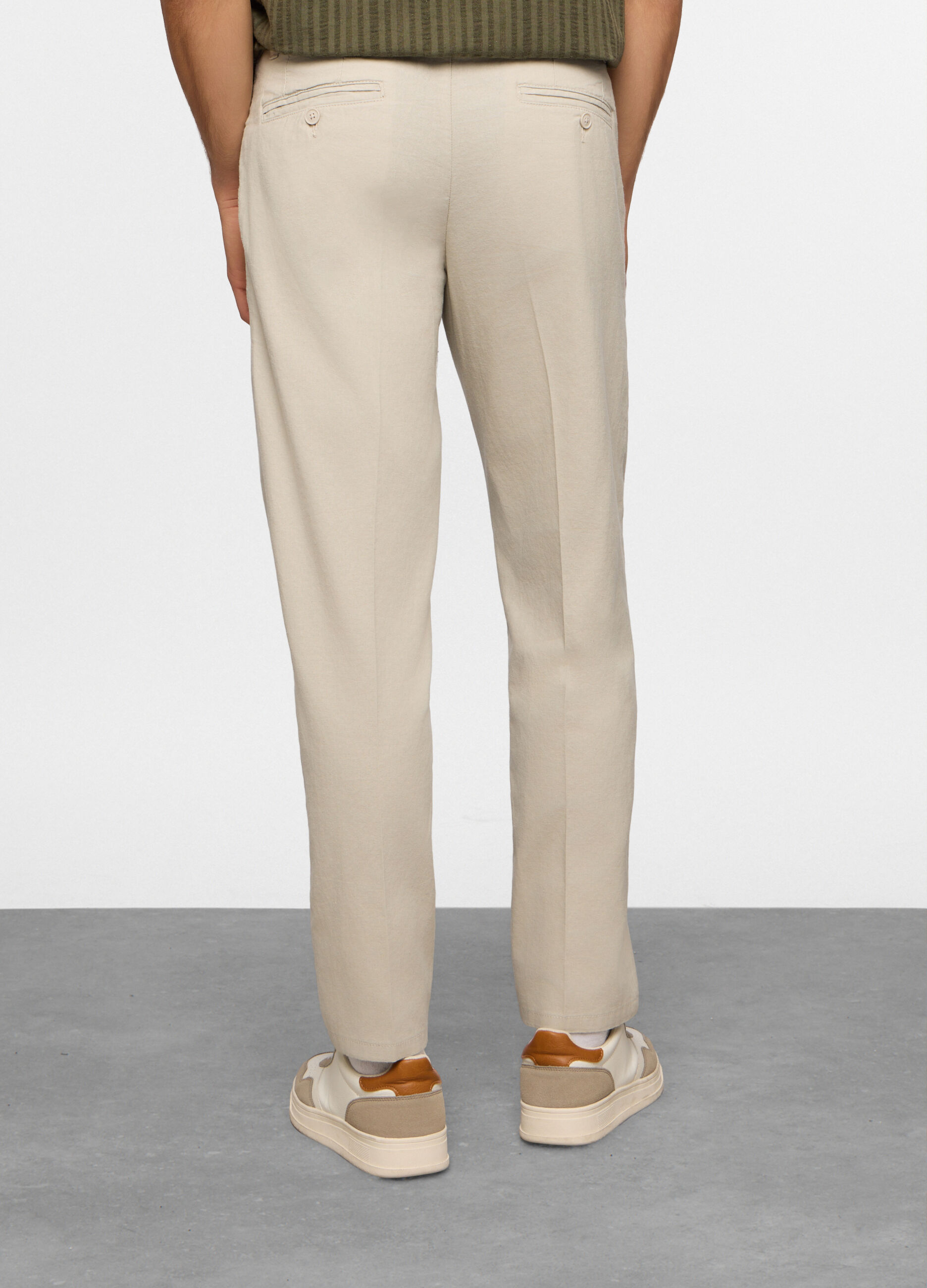 Pantalone chino in lino e cotone uomo_1