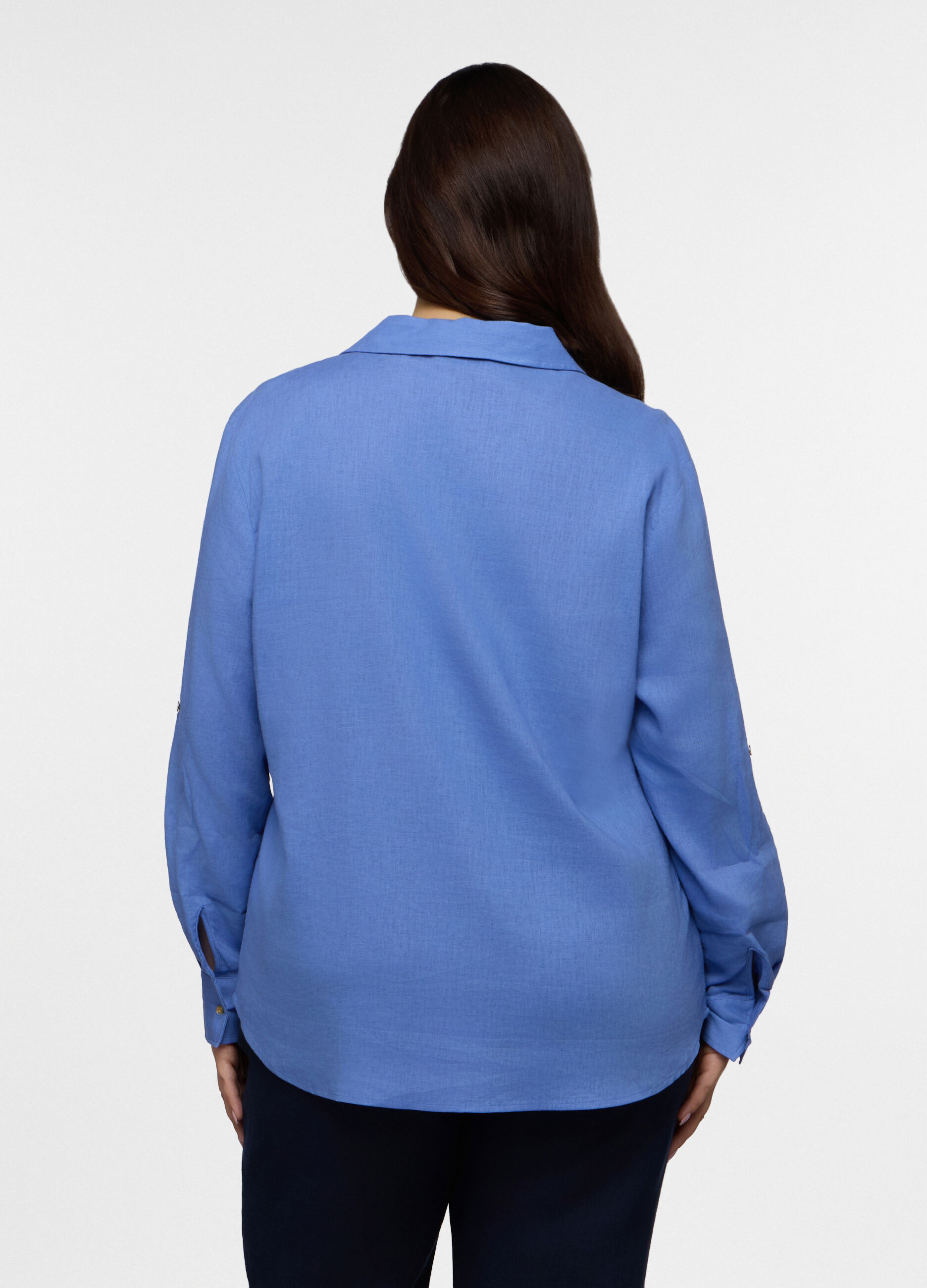 Blusa Fit Regular con scollo a V misto lino donna curvy_1