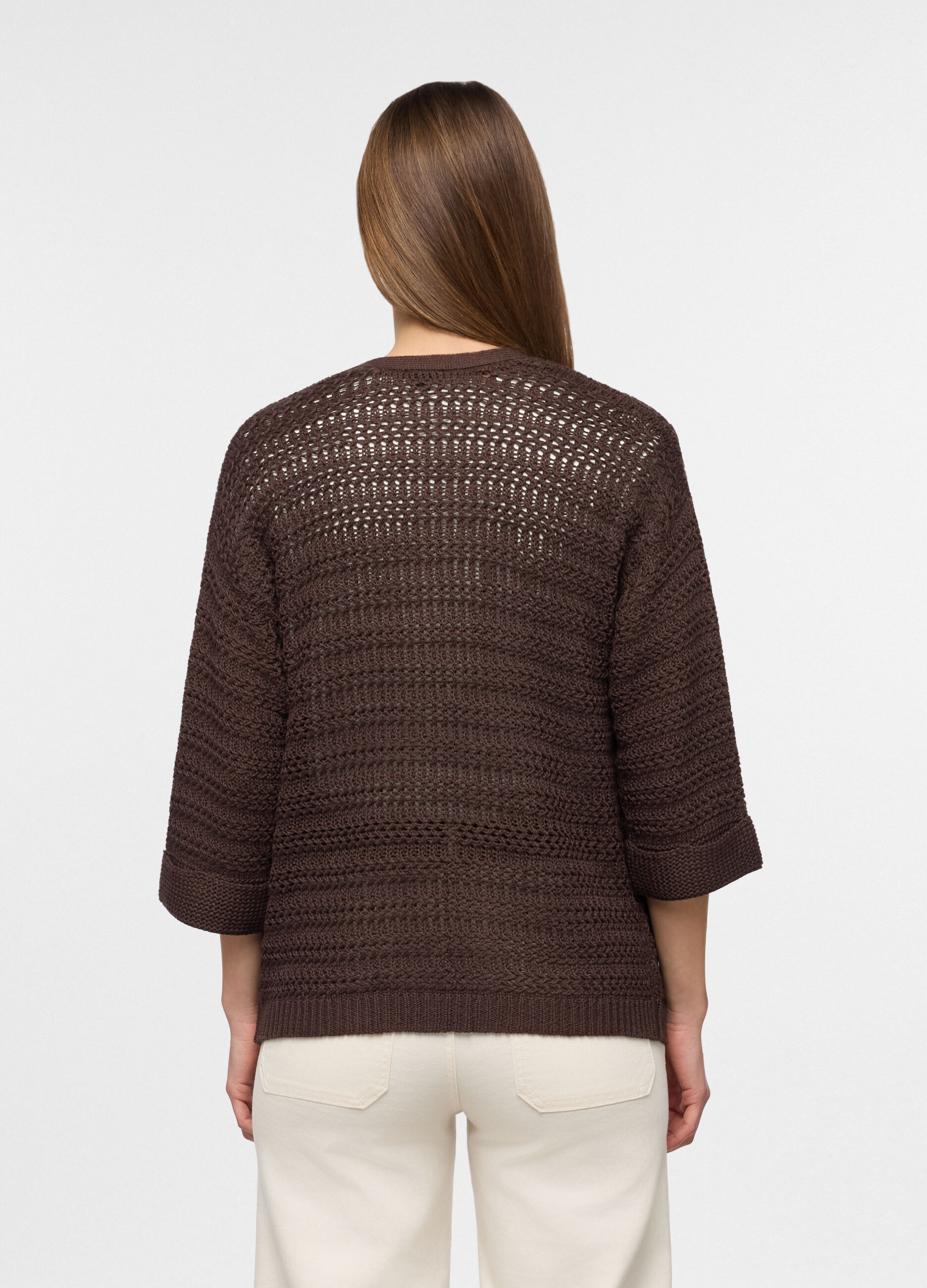 Cardigan aperto jaquard donna_1