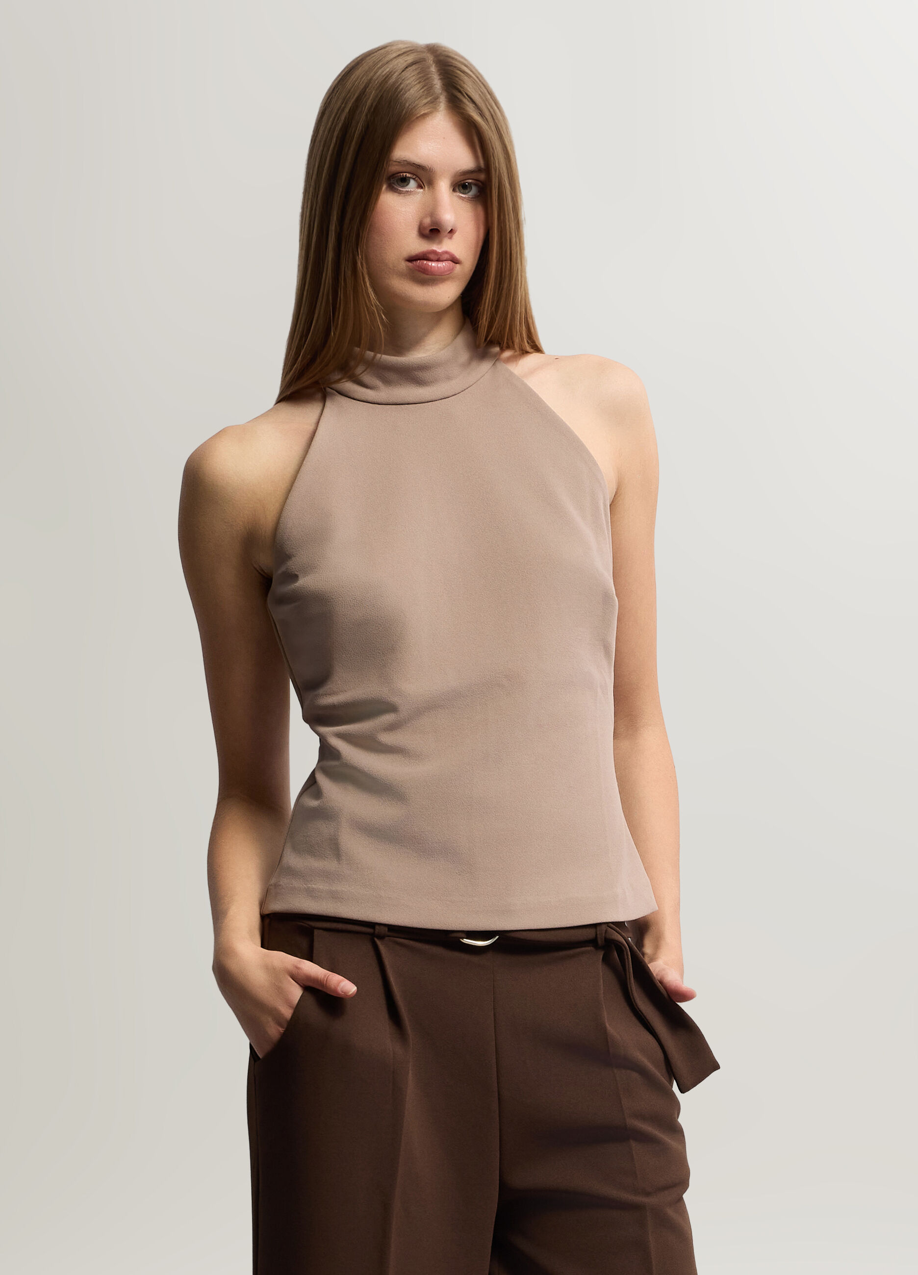 Top con scollo all'americana stretch donna_0