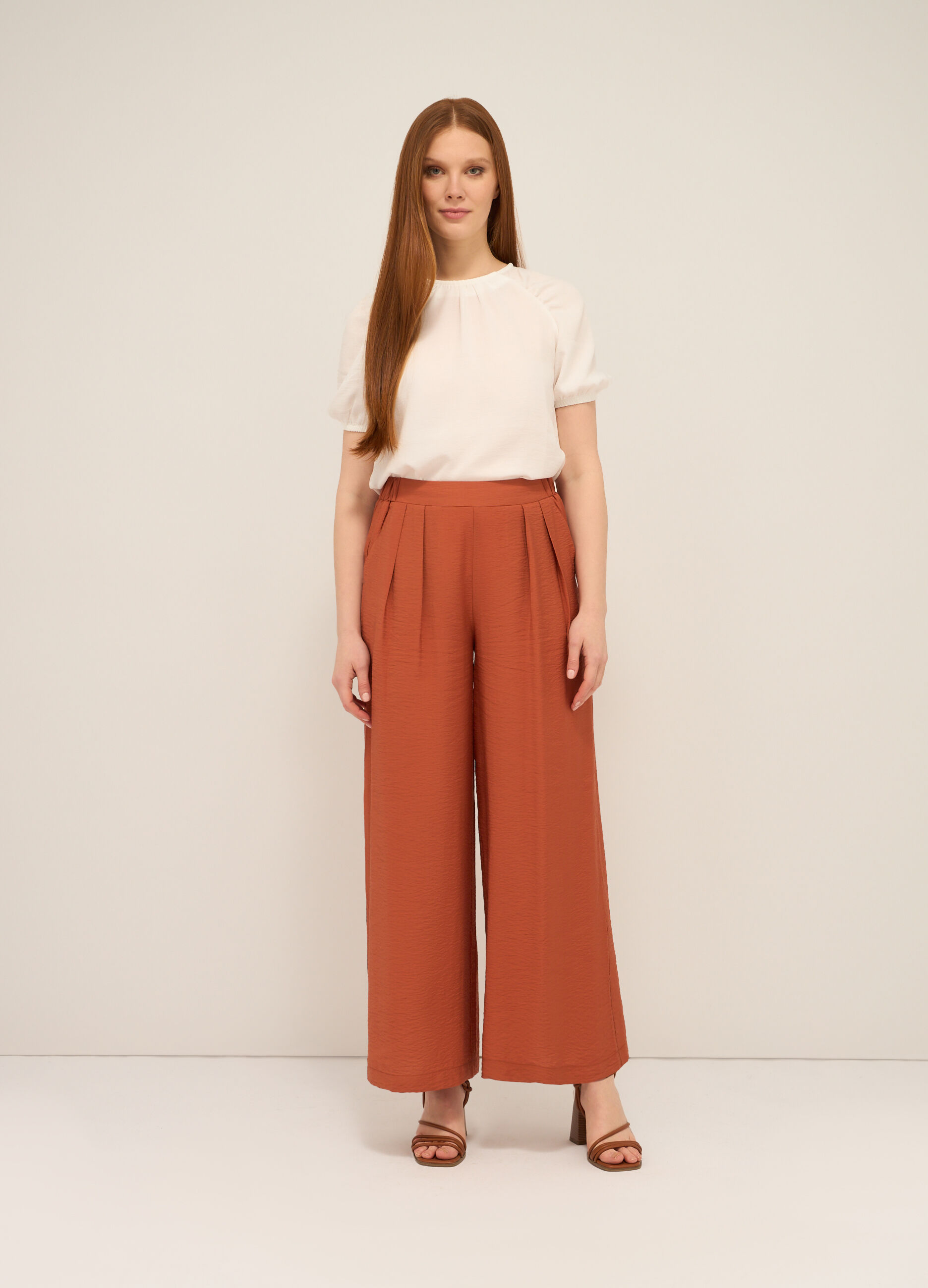 Pantaloni palazzo misto viscosa donna_0