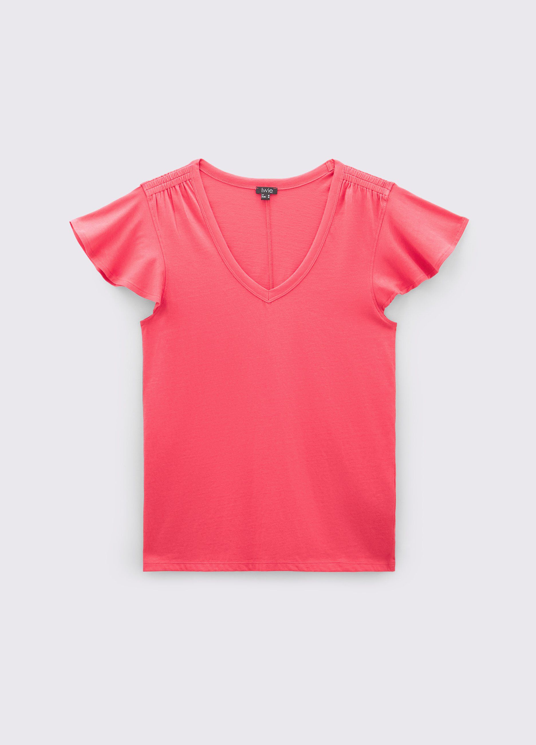 T-shirt in puro cotone con scollo a V donna_0