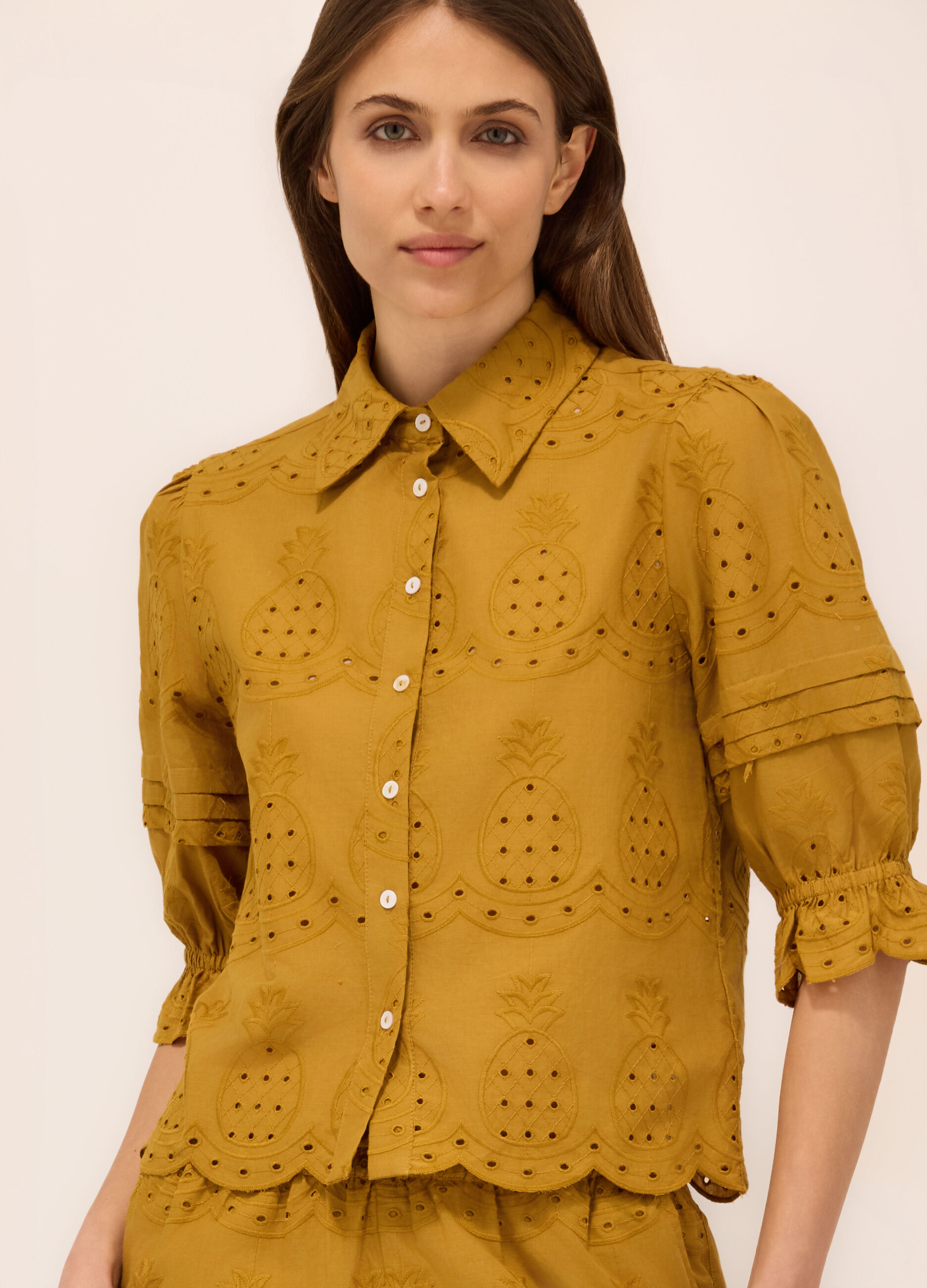 Camicia in puro cotone sangallo donna