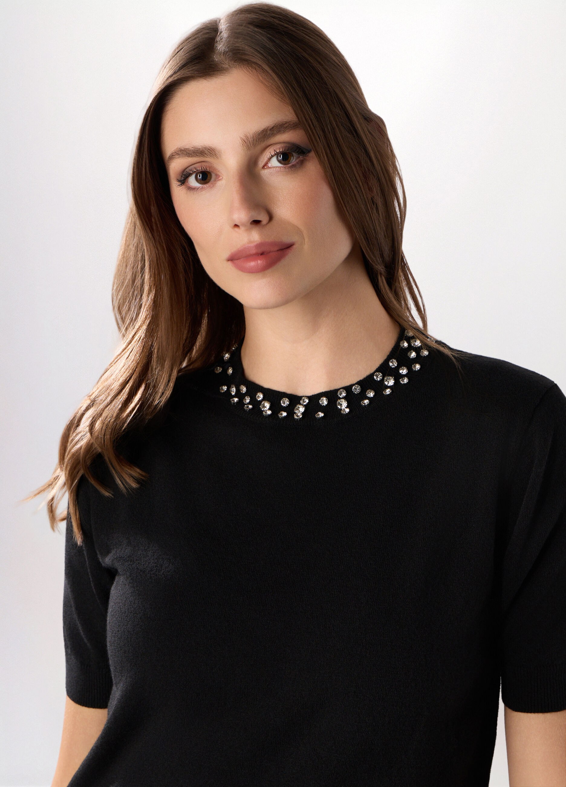 Tricot a maniche corte misto lana donna_2
