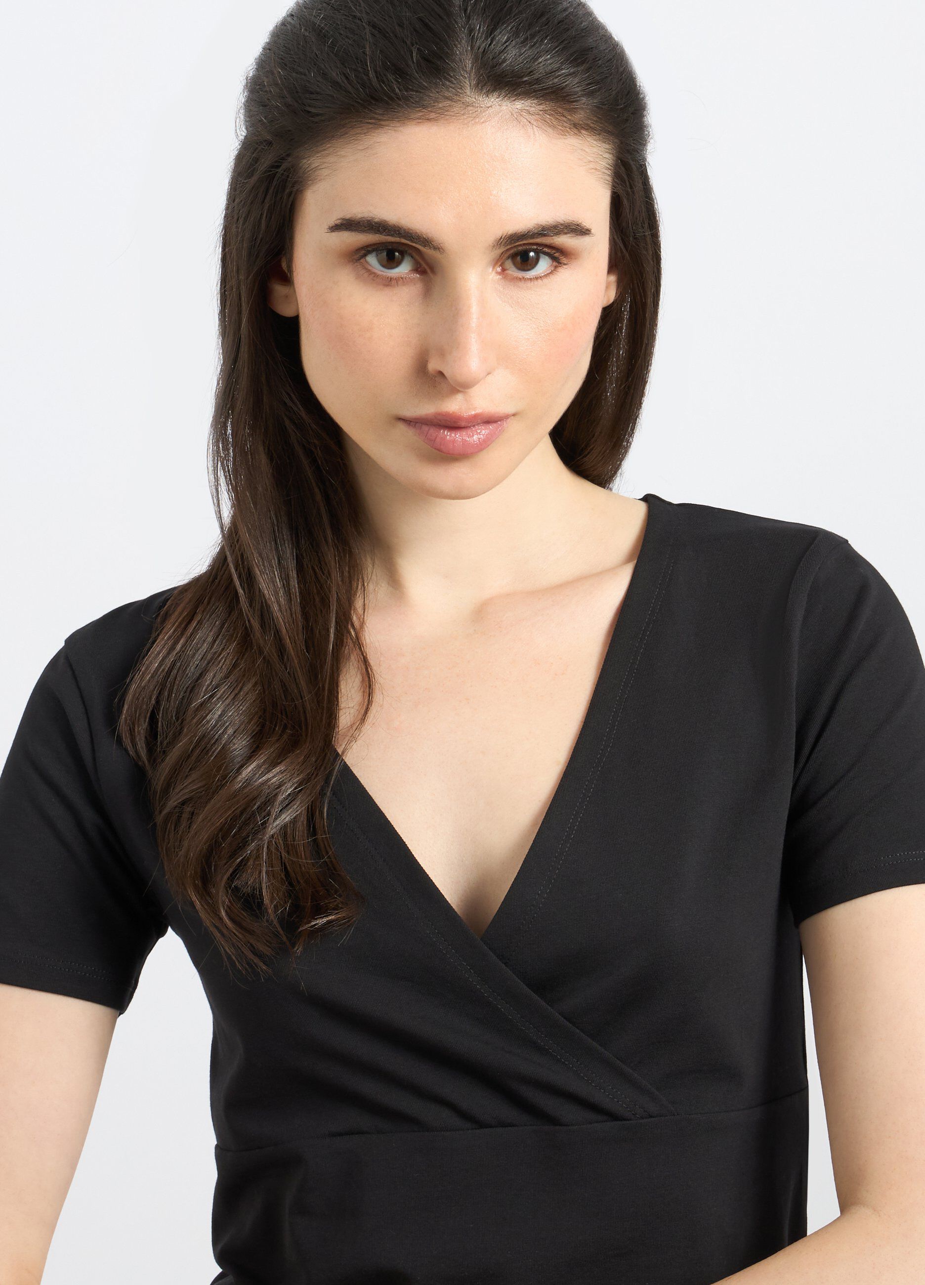 T-shirt cropped in cotone stretch donna_2