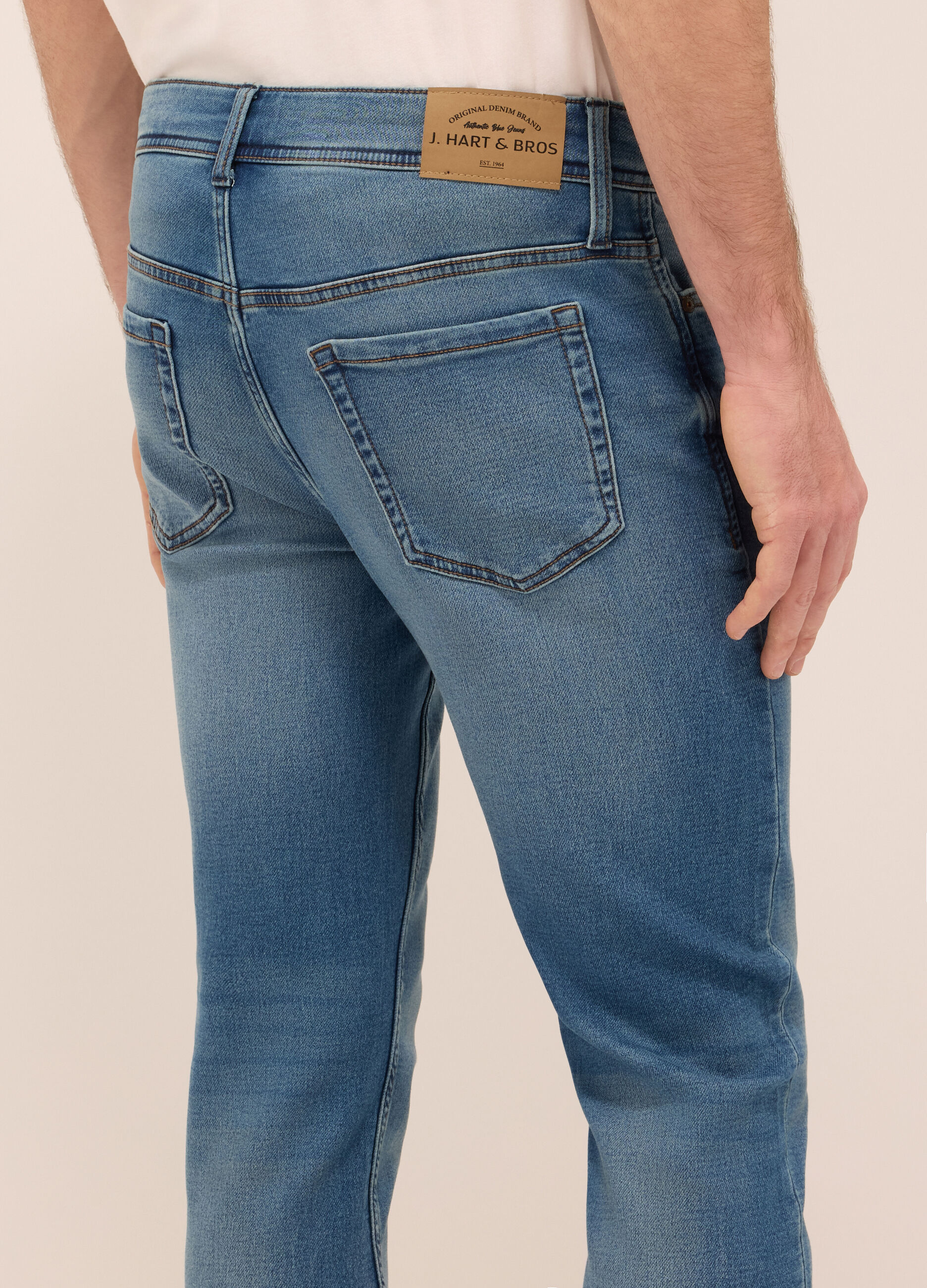 Jeans 5 tasche slim fit in denim di cotone stretch uomo_3