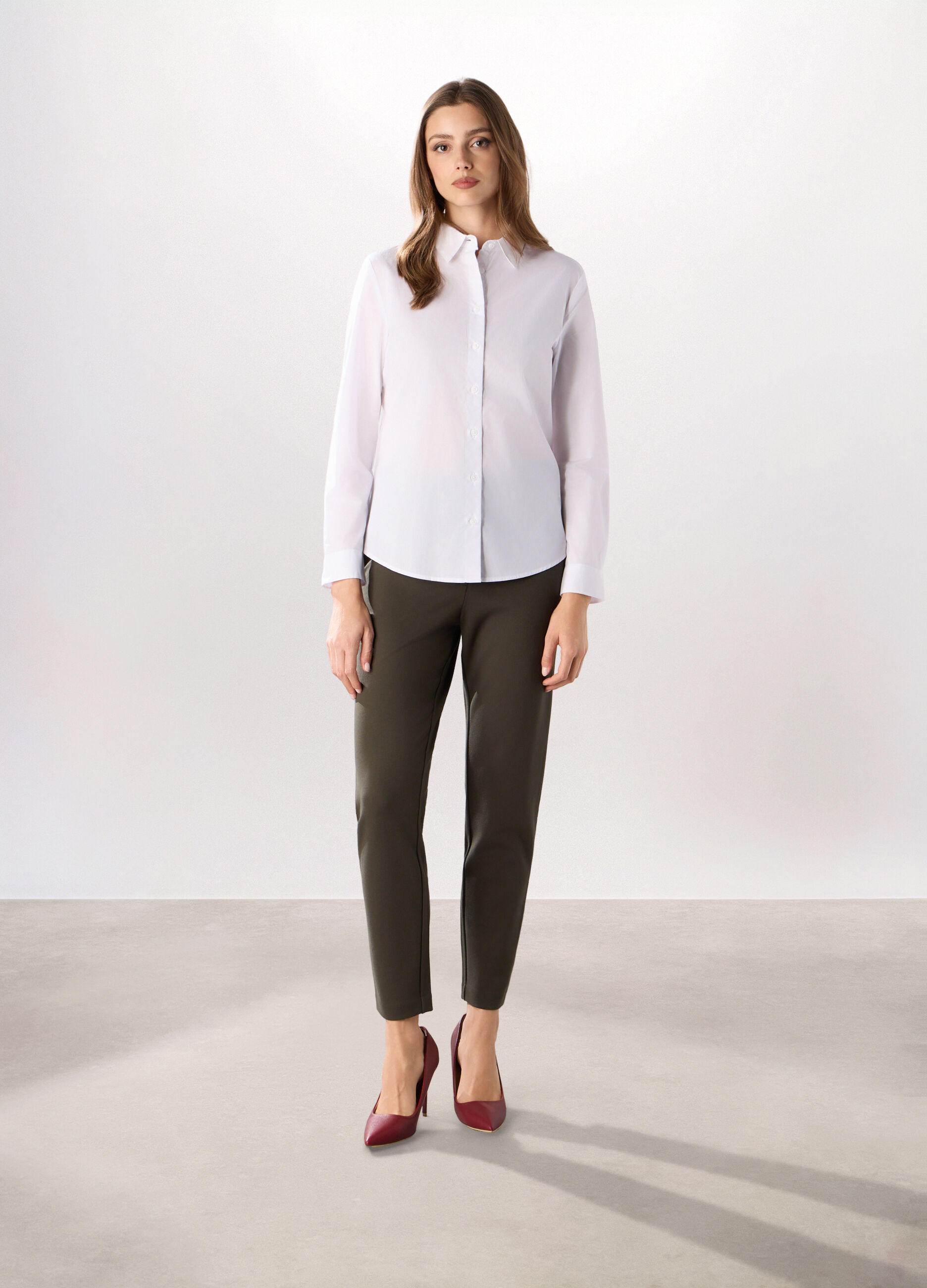 Pantaloni in punto Milano misto viscosa donna_0