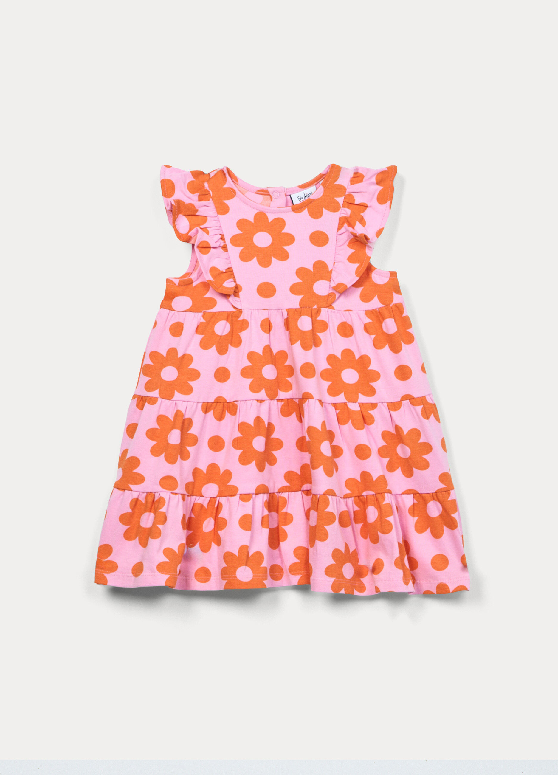 Vestito a balze in jersey di cotone bimba_0