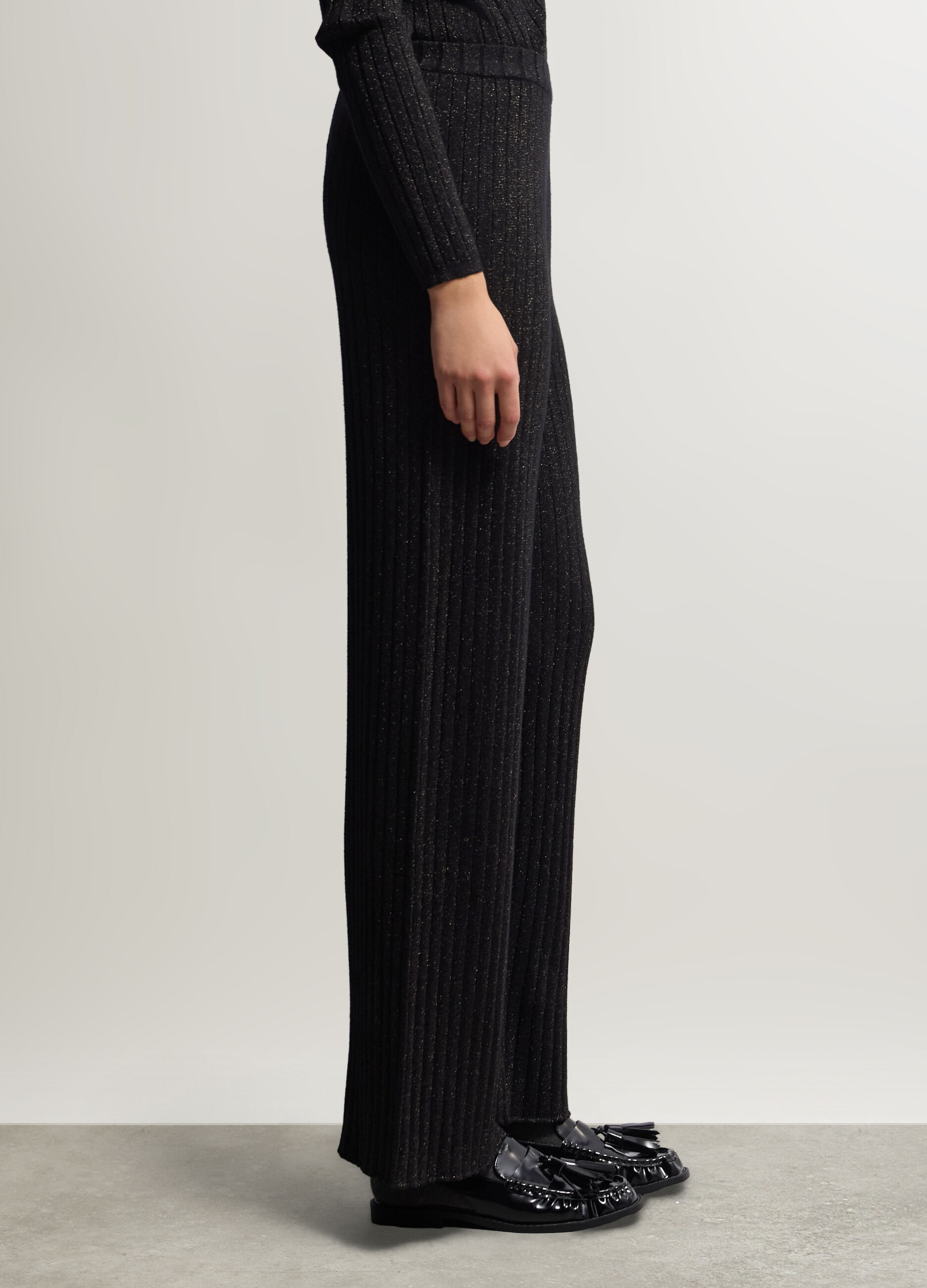 Pantaloni Wide Leg in costina misto viscosa donna_1