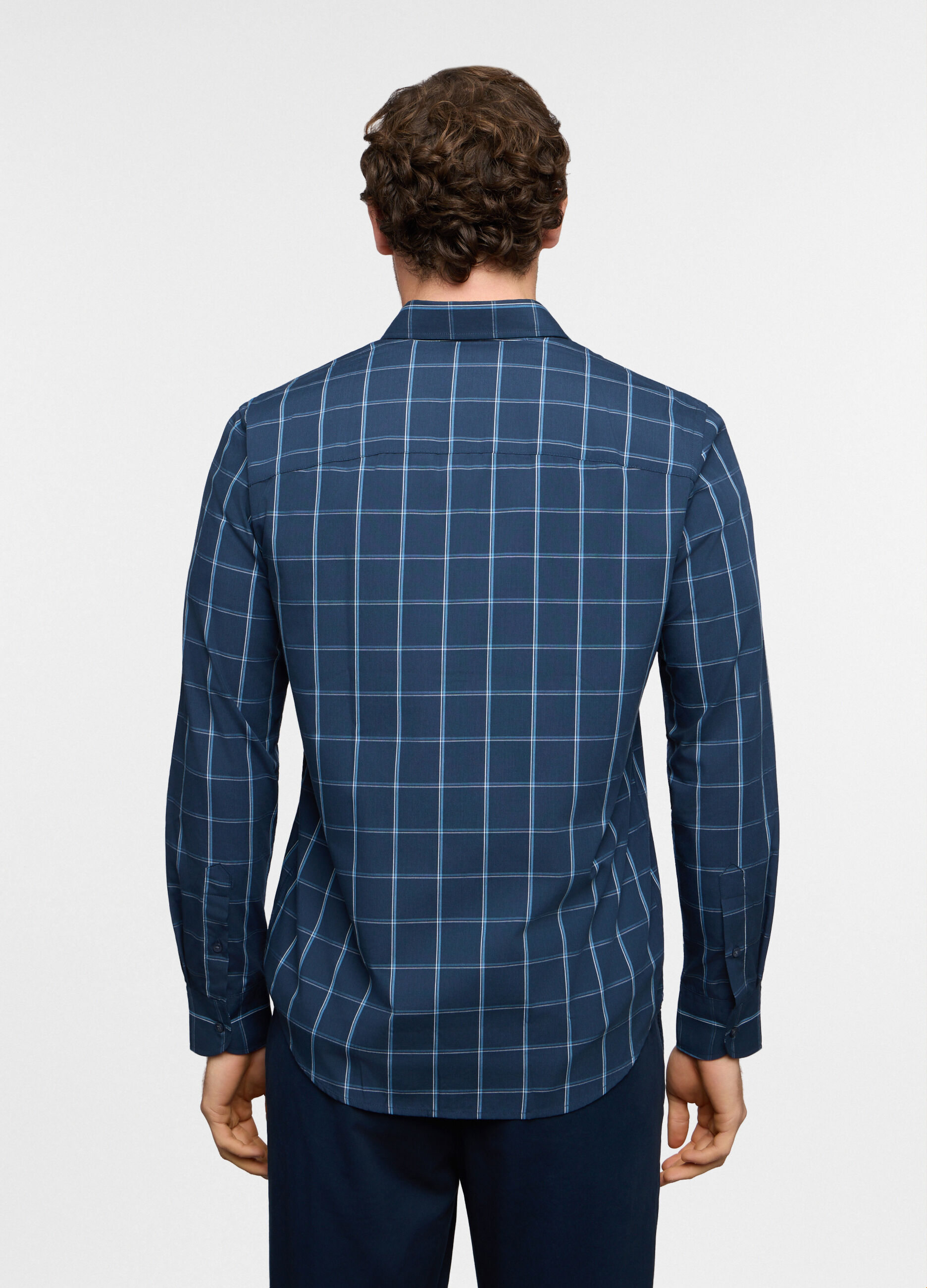 Camicia regular fit in misto cotone a quadri uomo_1