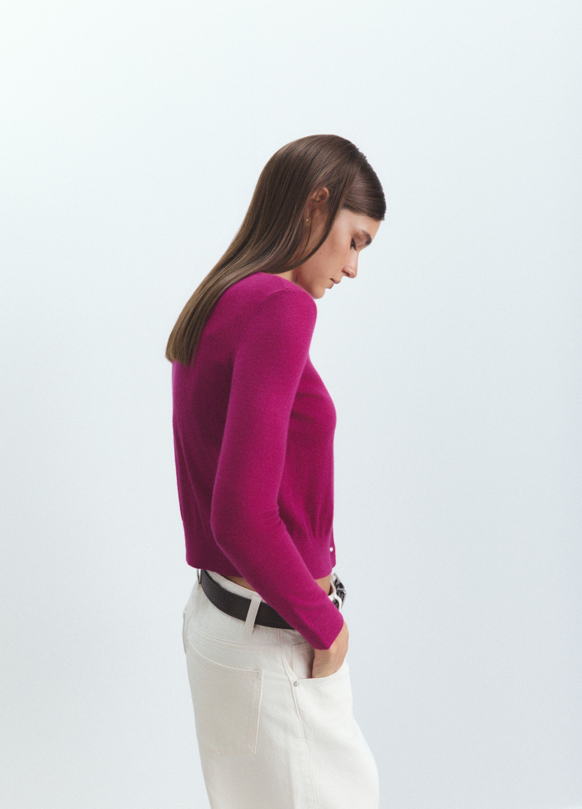 Cardigan girocollo rasato donna_2