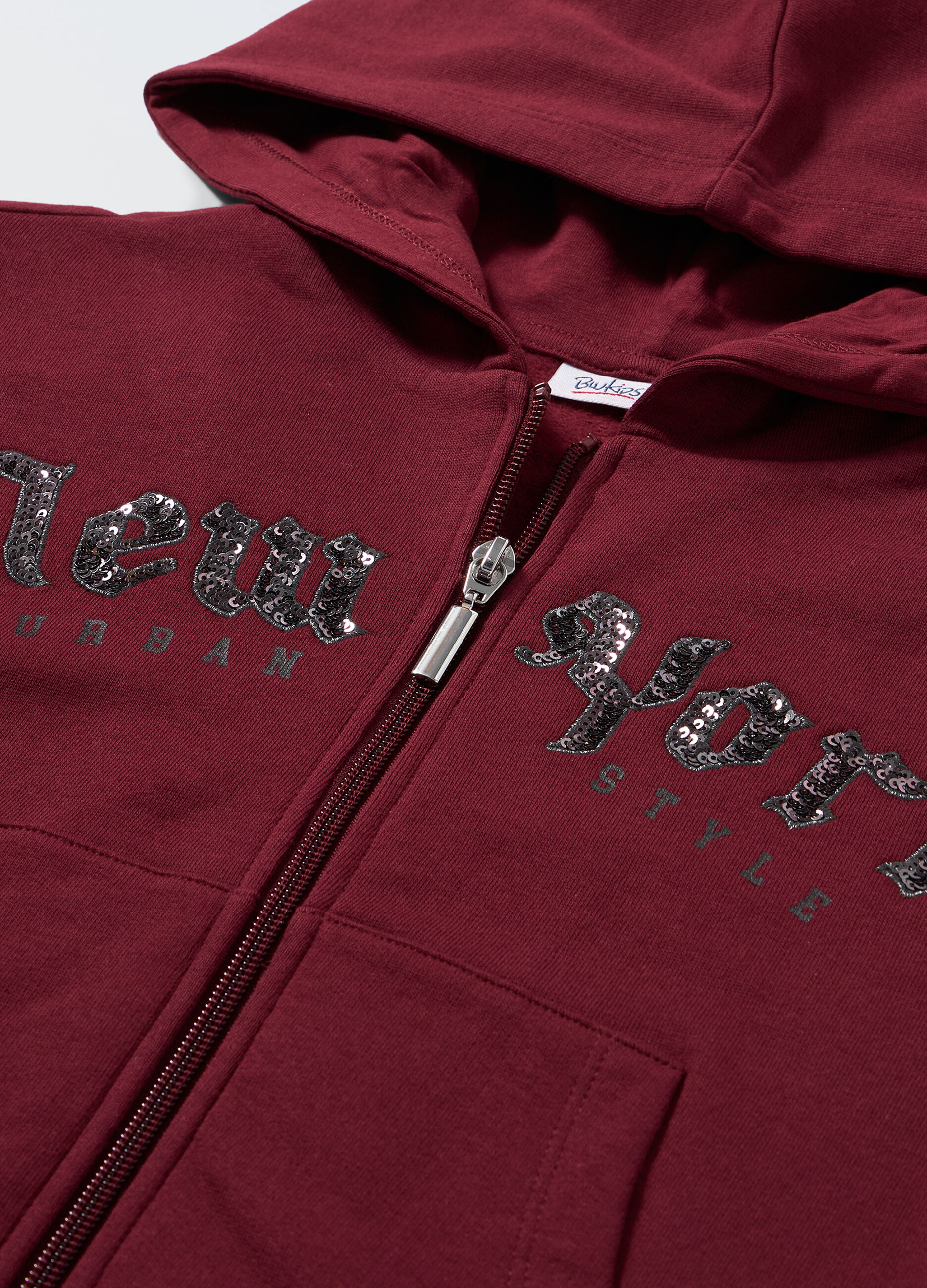 Felpa con zip e cappuccio in puro cotone ragazza_1