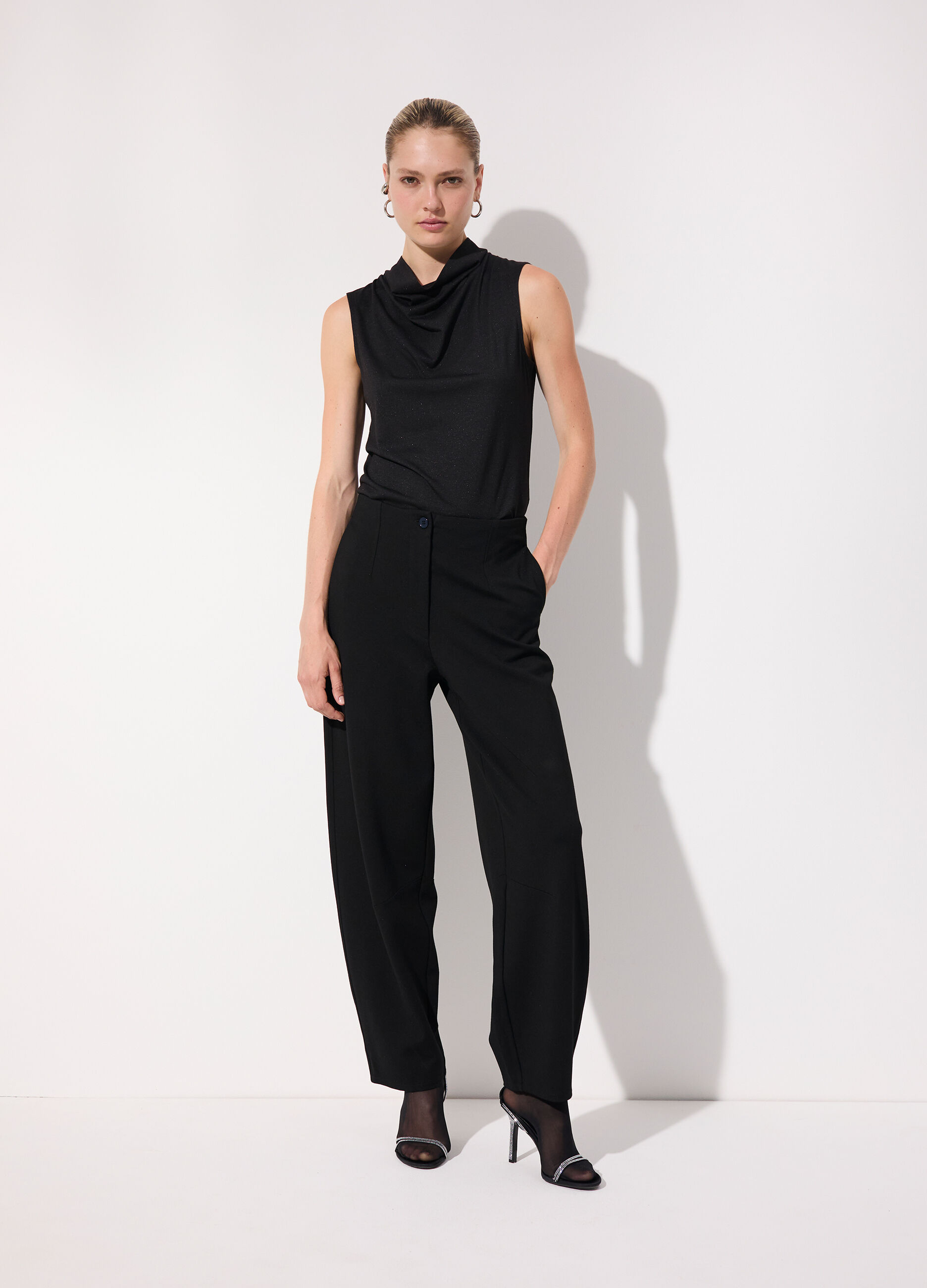 Pantalone balloon in punto milano donna_0