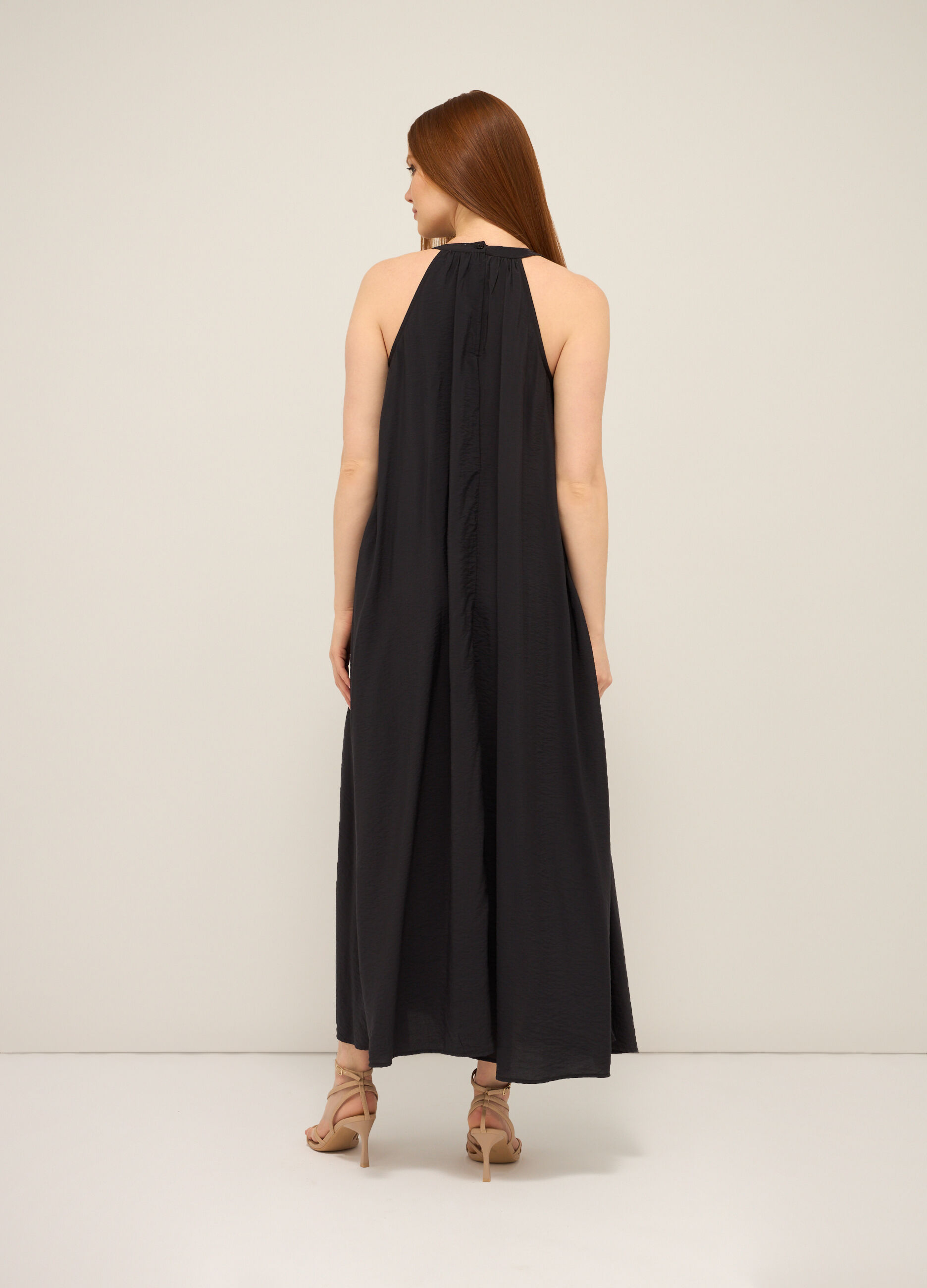 Vestito lungo smanicato in puro cotone donna_1