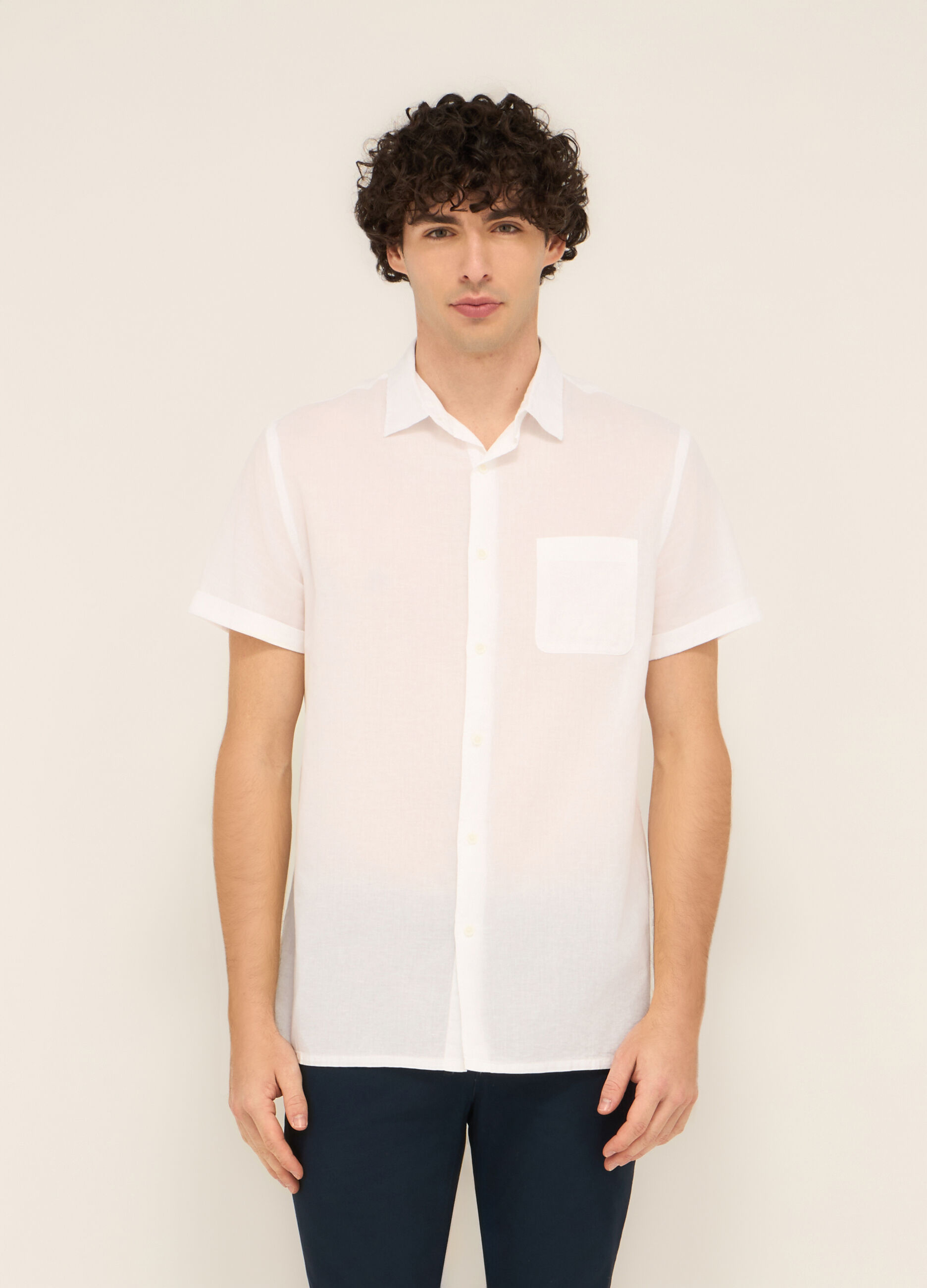 Camicia a maniche corte con taschino uomo_0