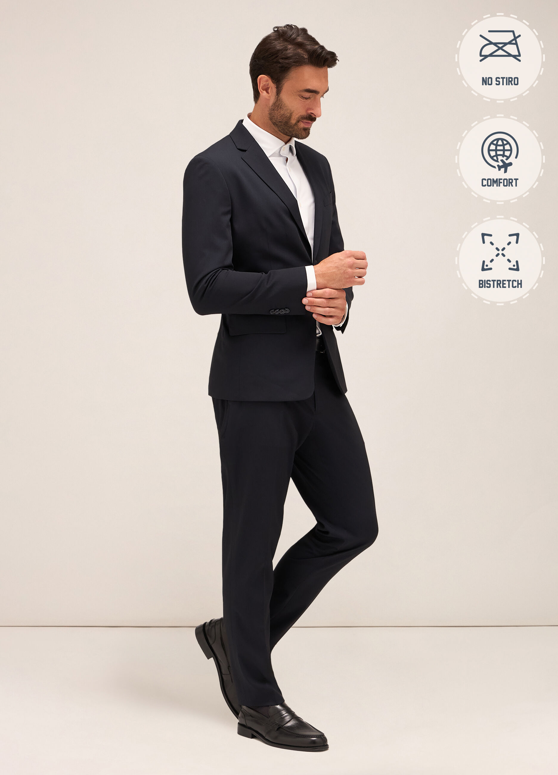 Pantalone slim fit in tessuto tecnico stretch uomo