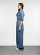 Tuta in denim con maniche corte e cintura donna_1
