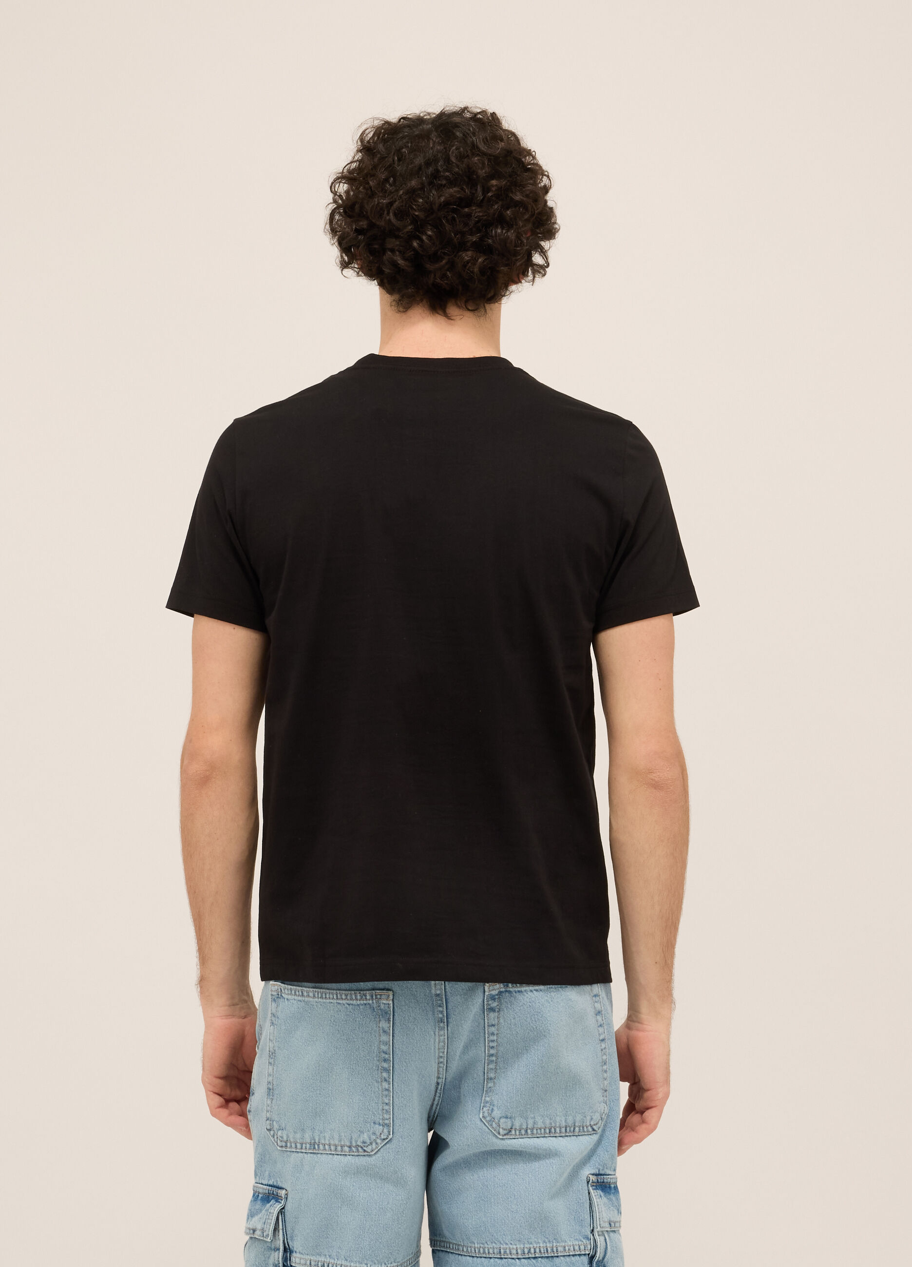 T-shirt girocollo in cotone con stampa uomo_1