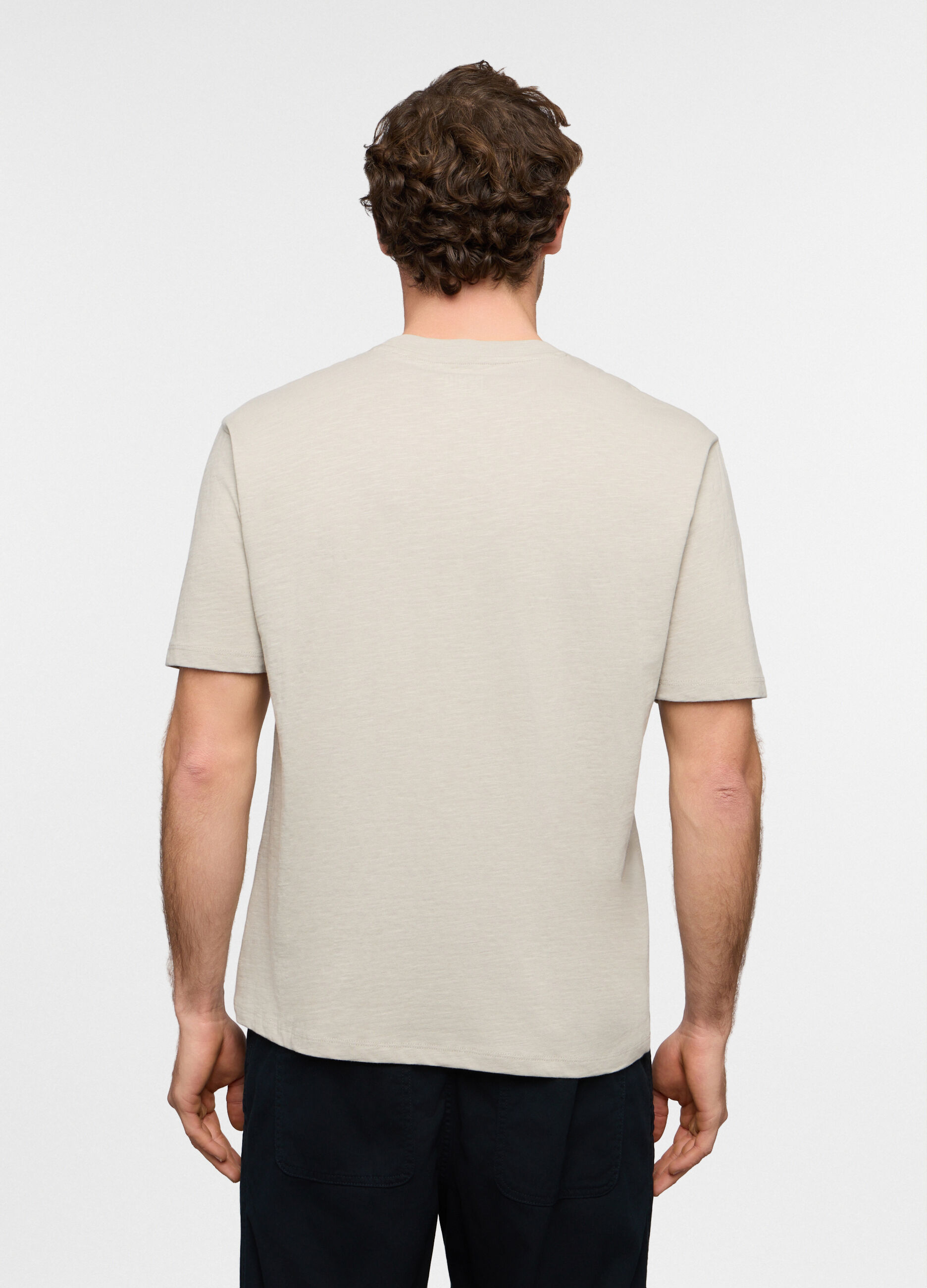 T-shirt girocollo in cotone fiammato uomo_1