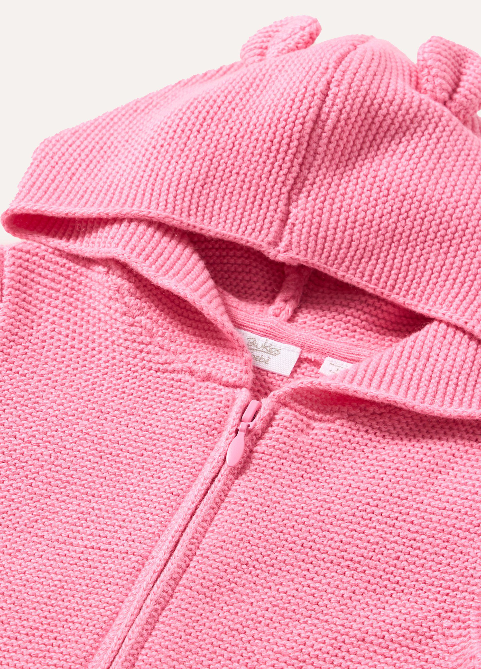 Cardigan con cappuccio in puro cotone neonata_1