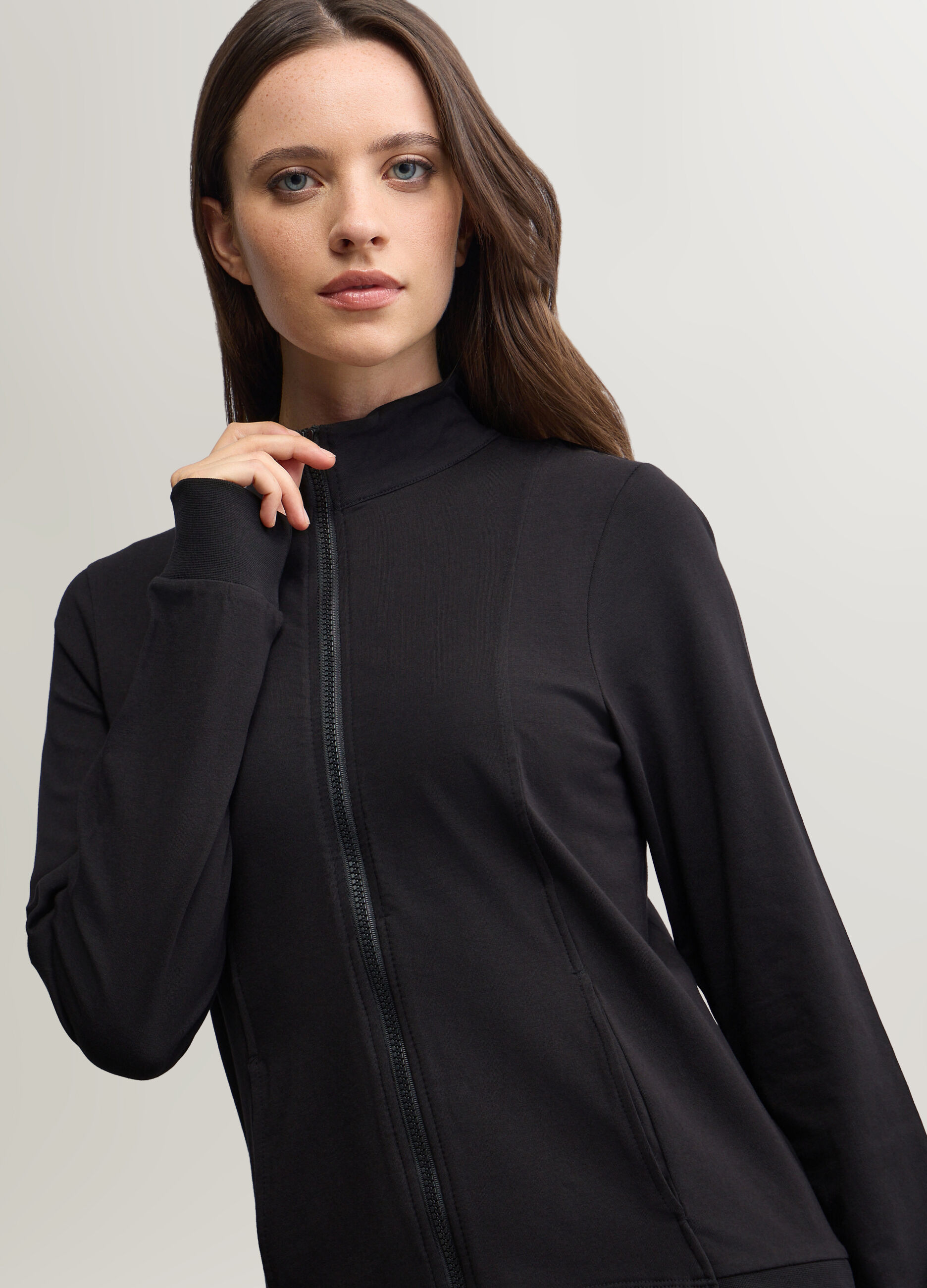 Felpa in jersey di cotone stretch donna_2