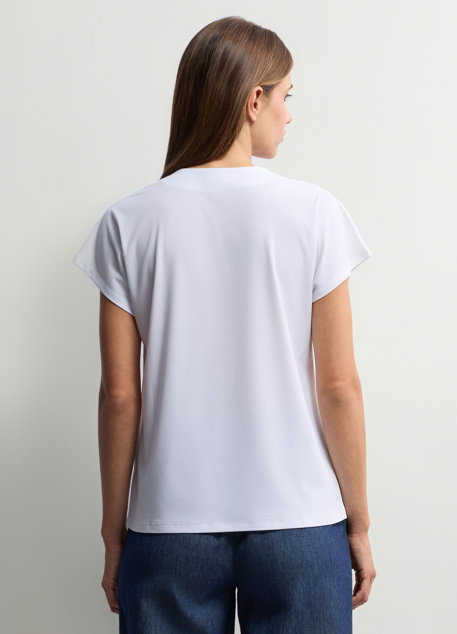 T-shirt con scollo a V stretch donna_1