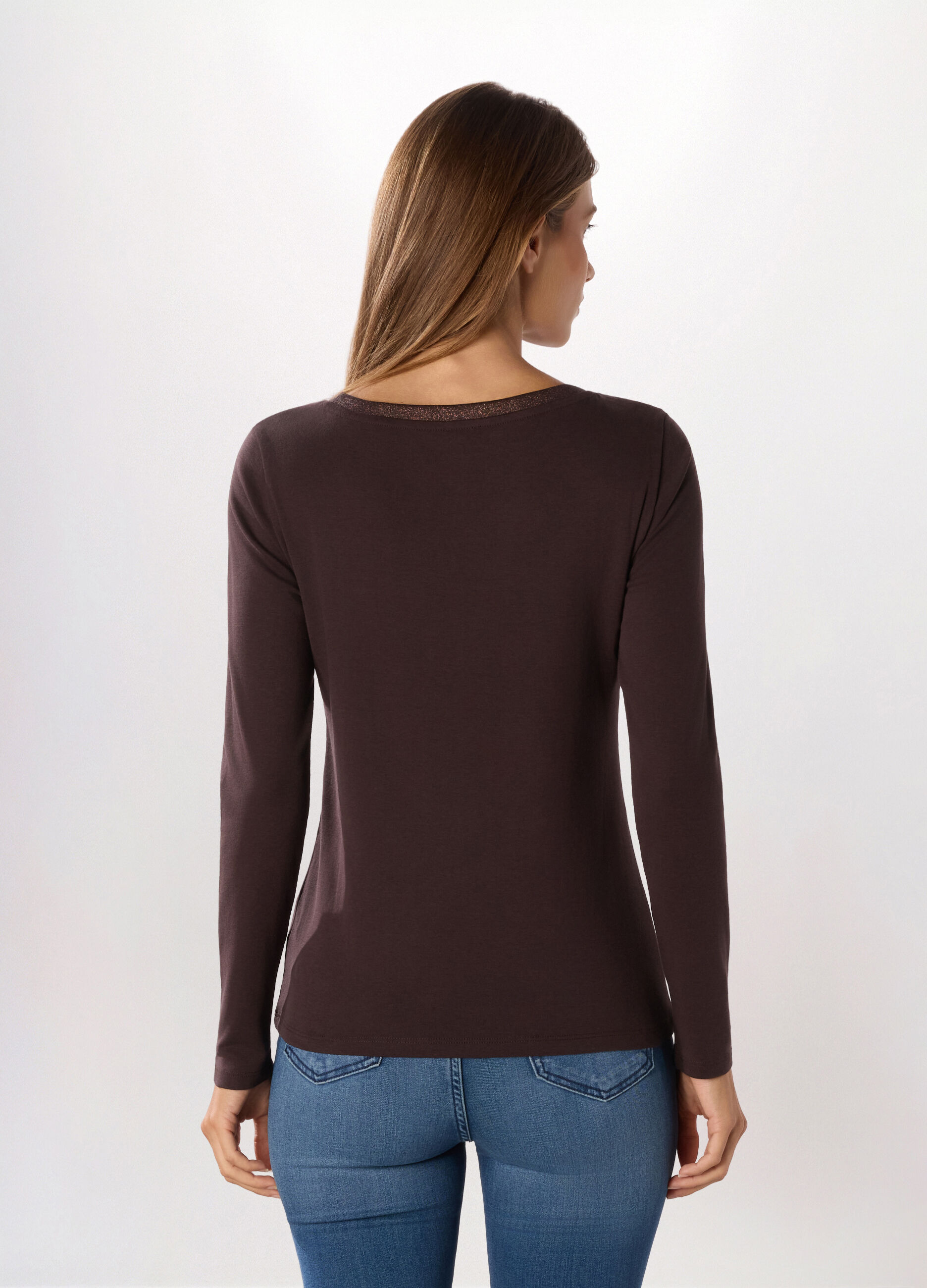 T-shirt in costina di puro cotone donna_1