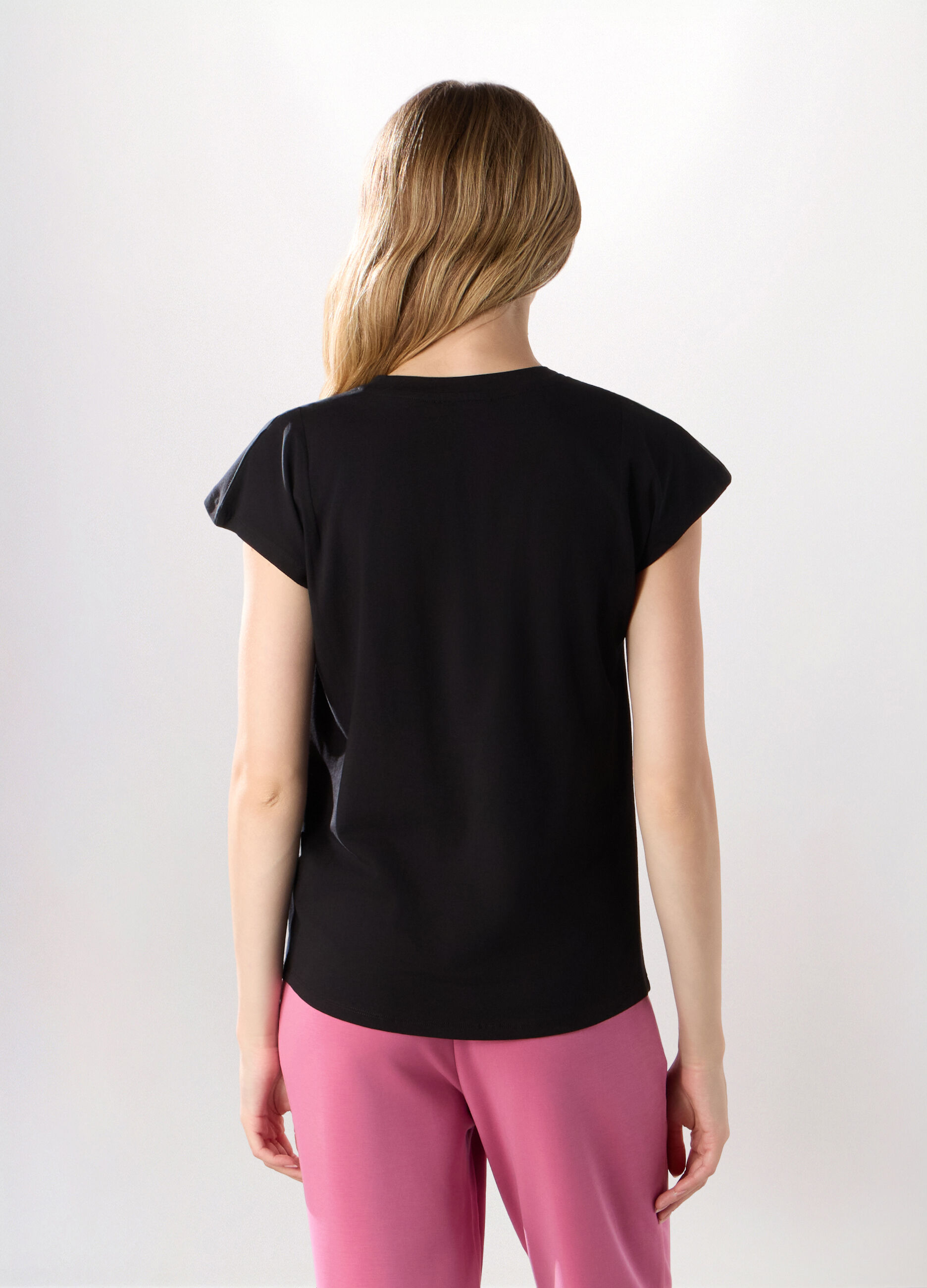 T-shirt in jersey di cotone stretch donna_1
