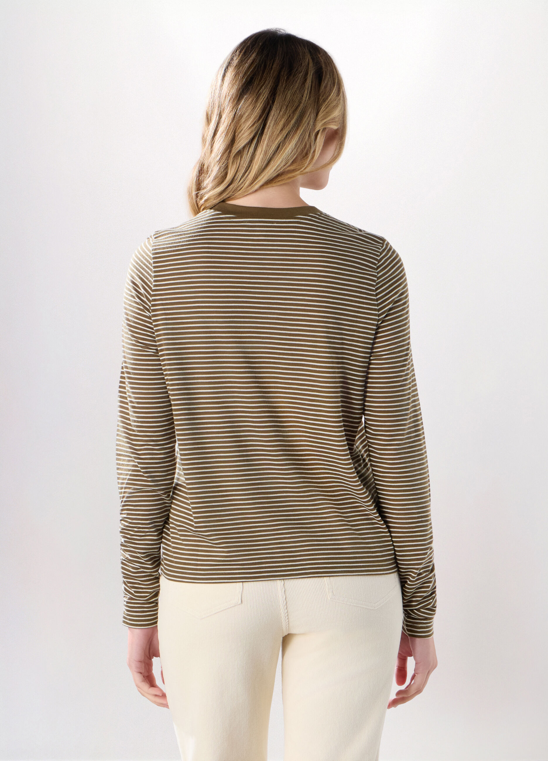 T-shirt misto viscosa a righe donna_1