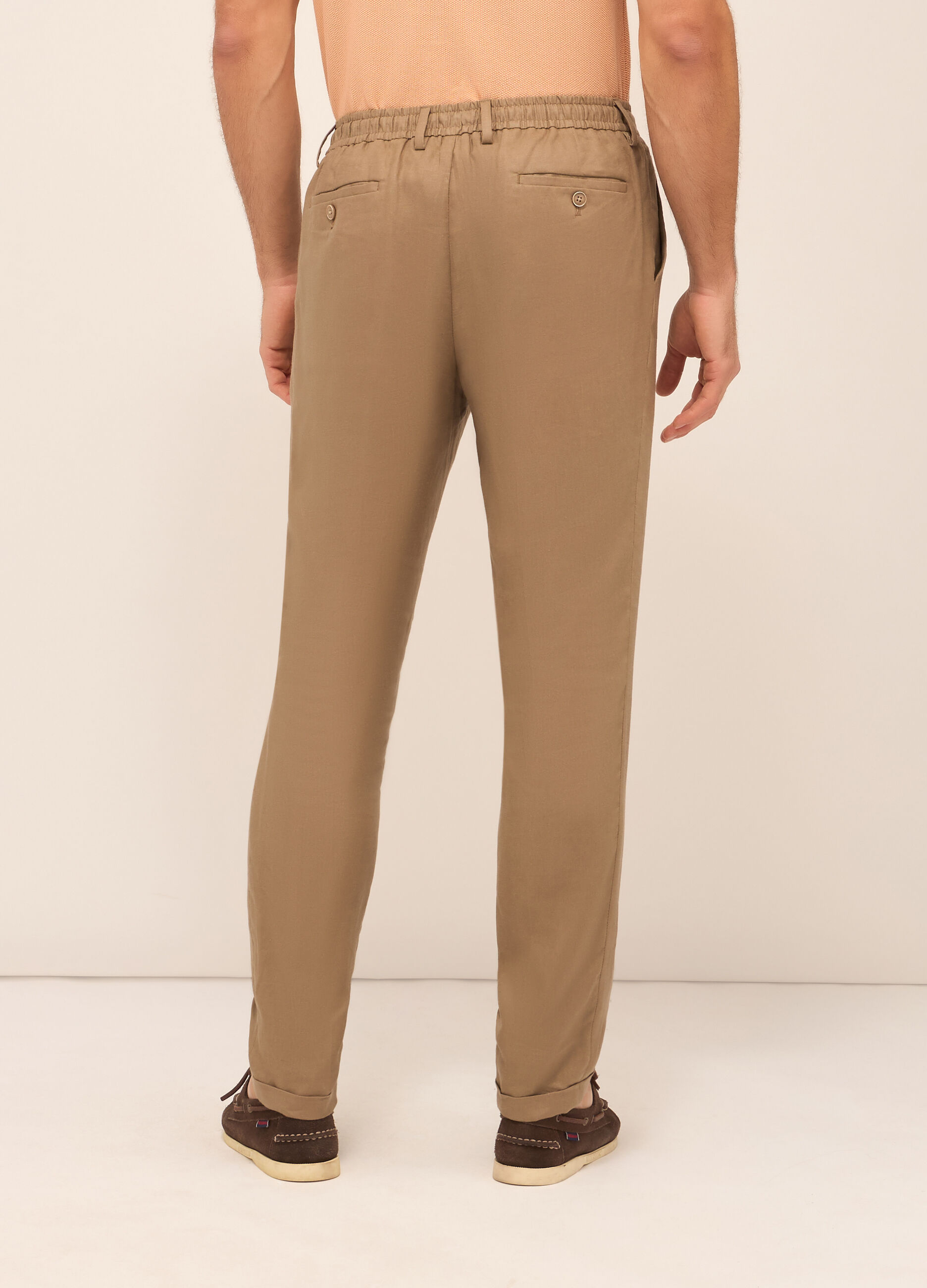 Pantaloni chino in puro lino uomo_1