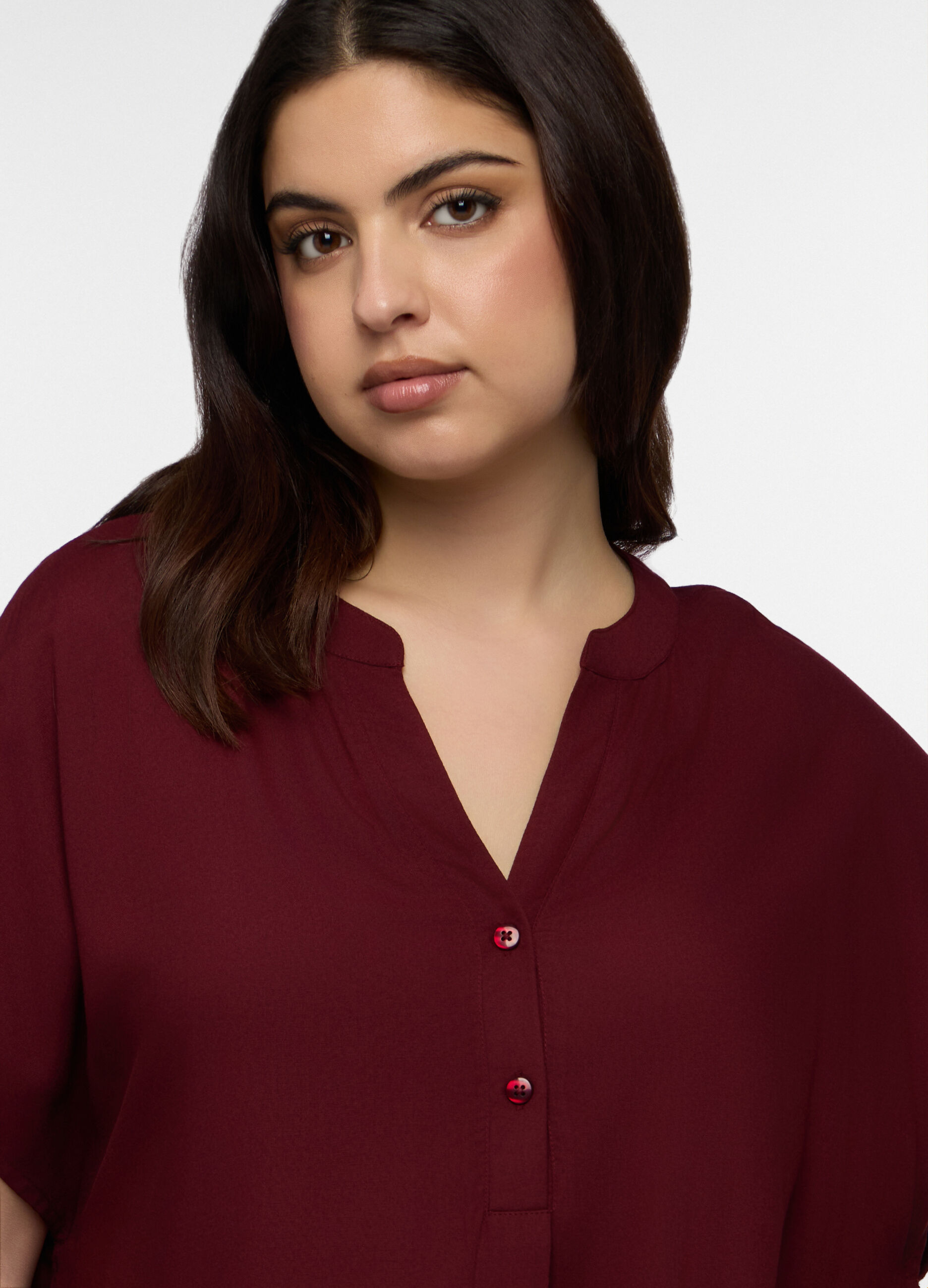 Blusa Fit Regular con scollo a V in pura viscosa donna curvy_2