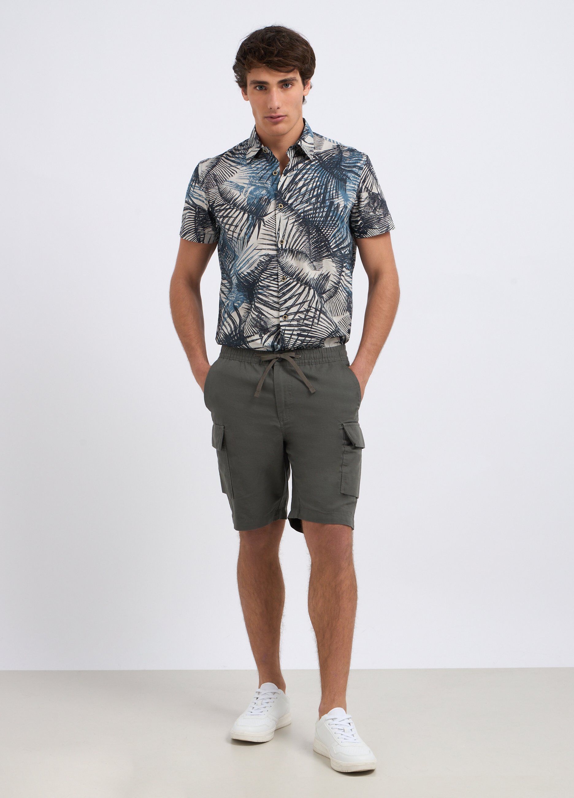 Bermuda cargo in misto lino uomo_0