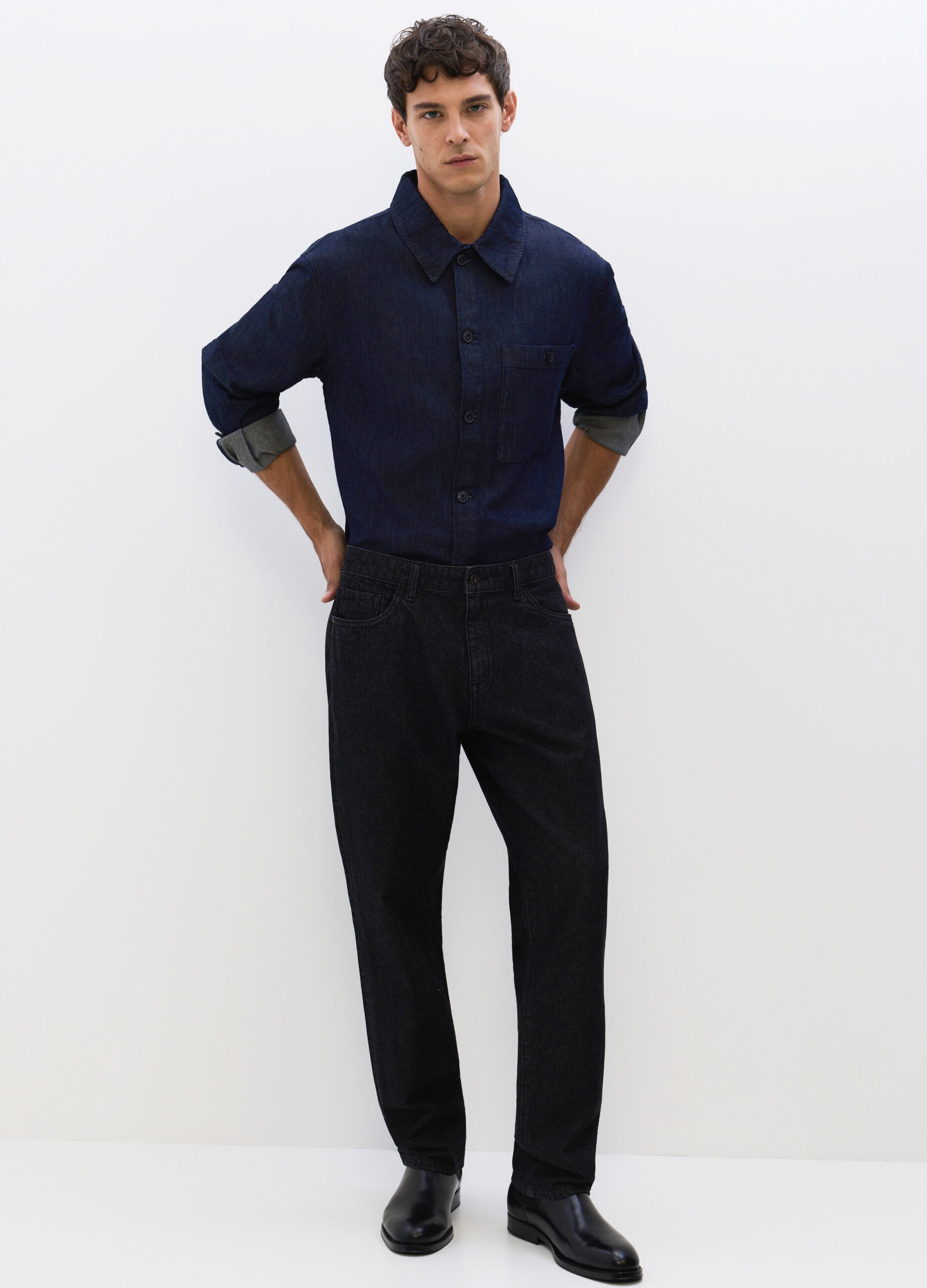Jeans regular fit in denim cotone uomo_0