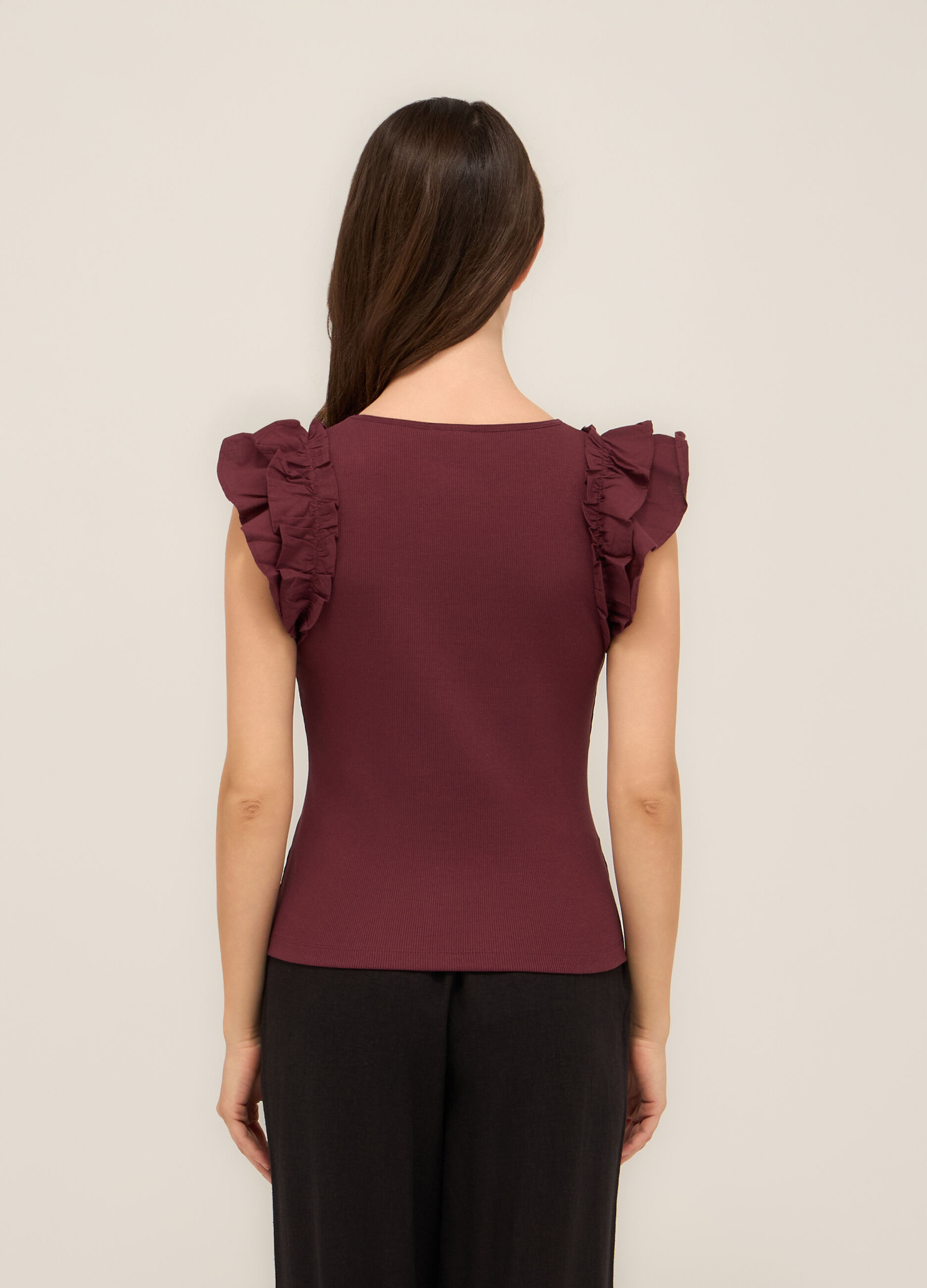 Canotta in costina di cotone stretch donna