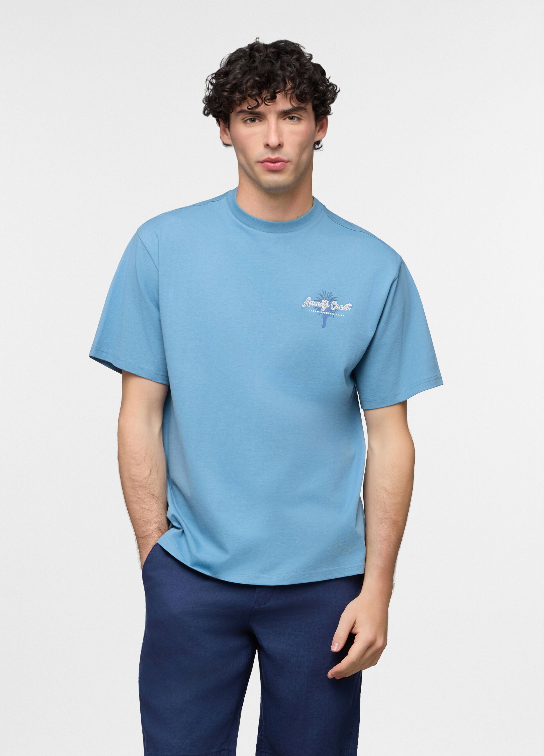 T-shirt loose fit con stampa Amalfi uomo_0
