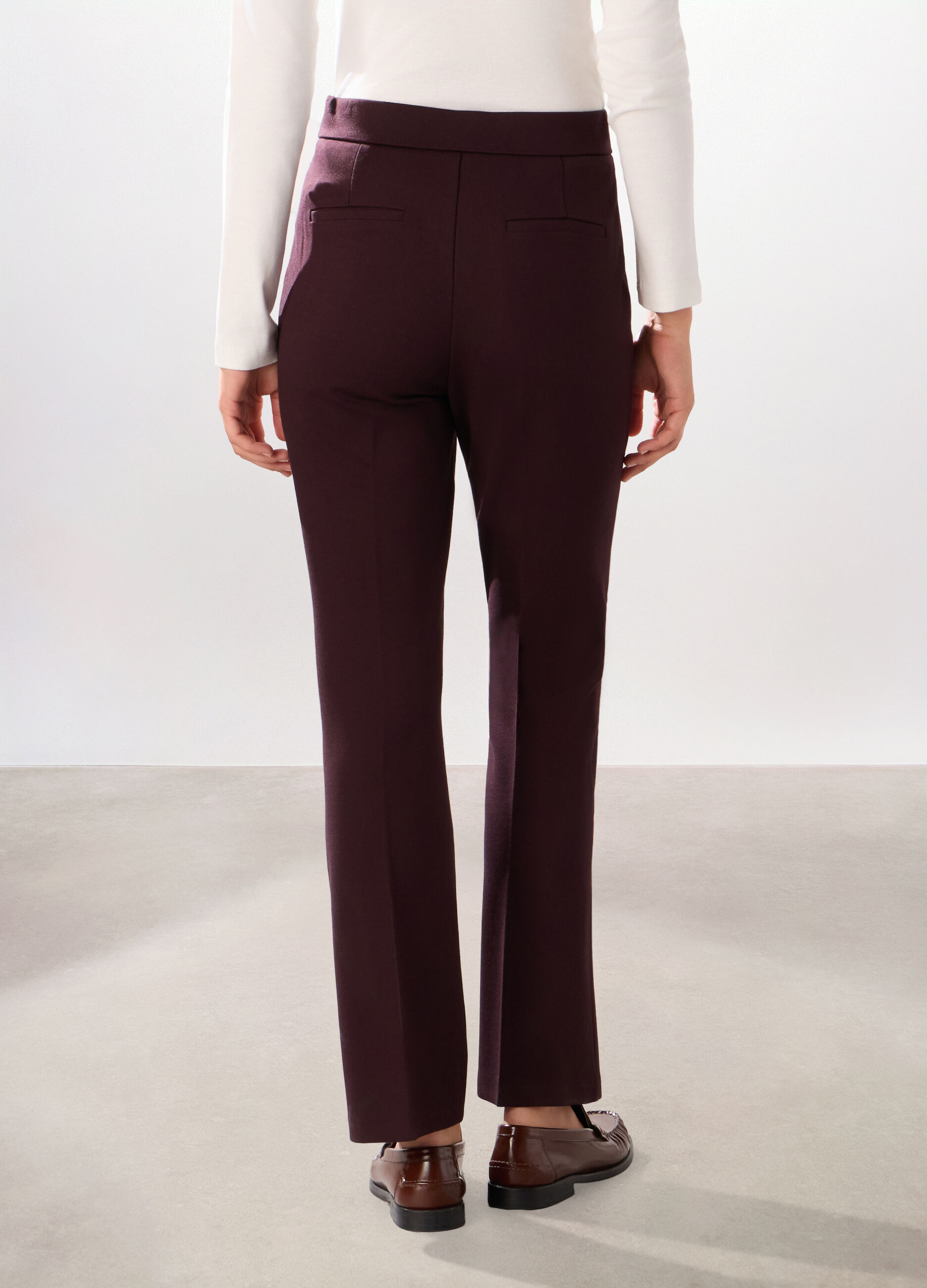 Pantaloni in punto Milano misto viscosa donna_1