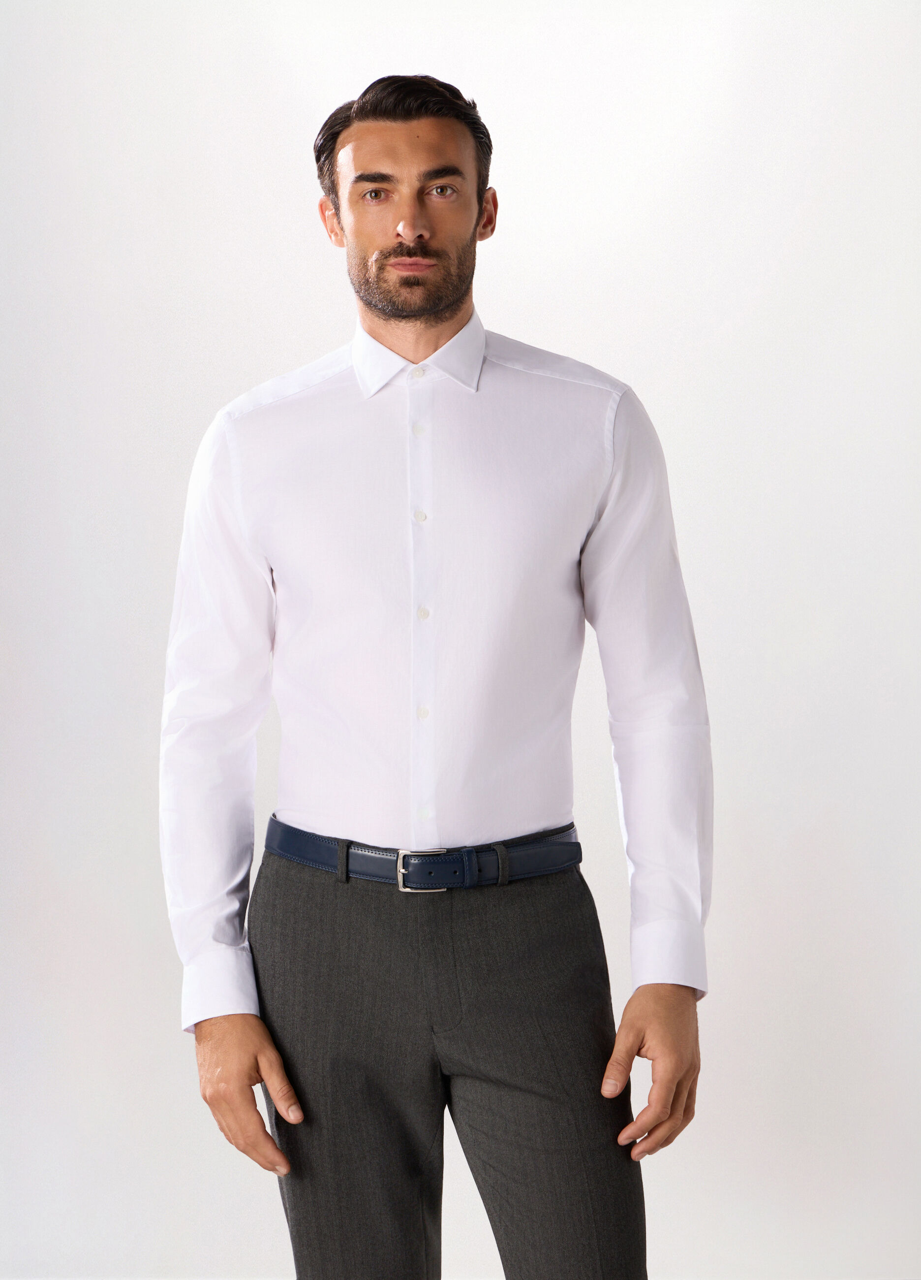 Camicia slim fit in puro cotone uomo_0