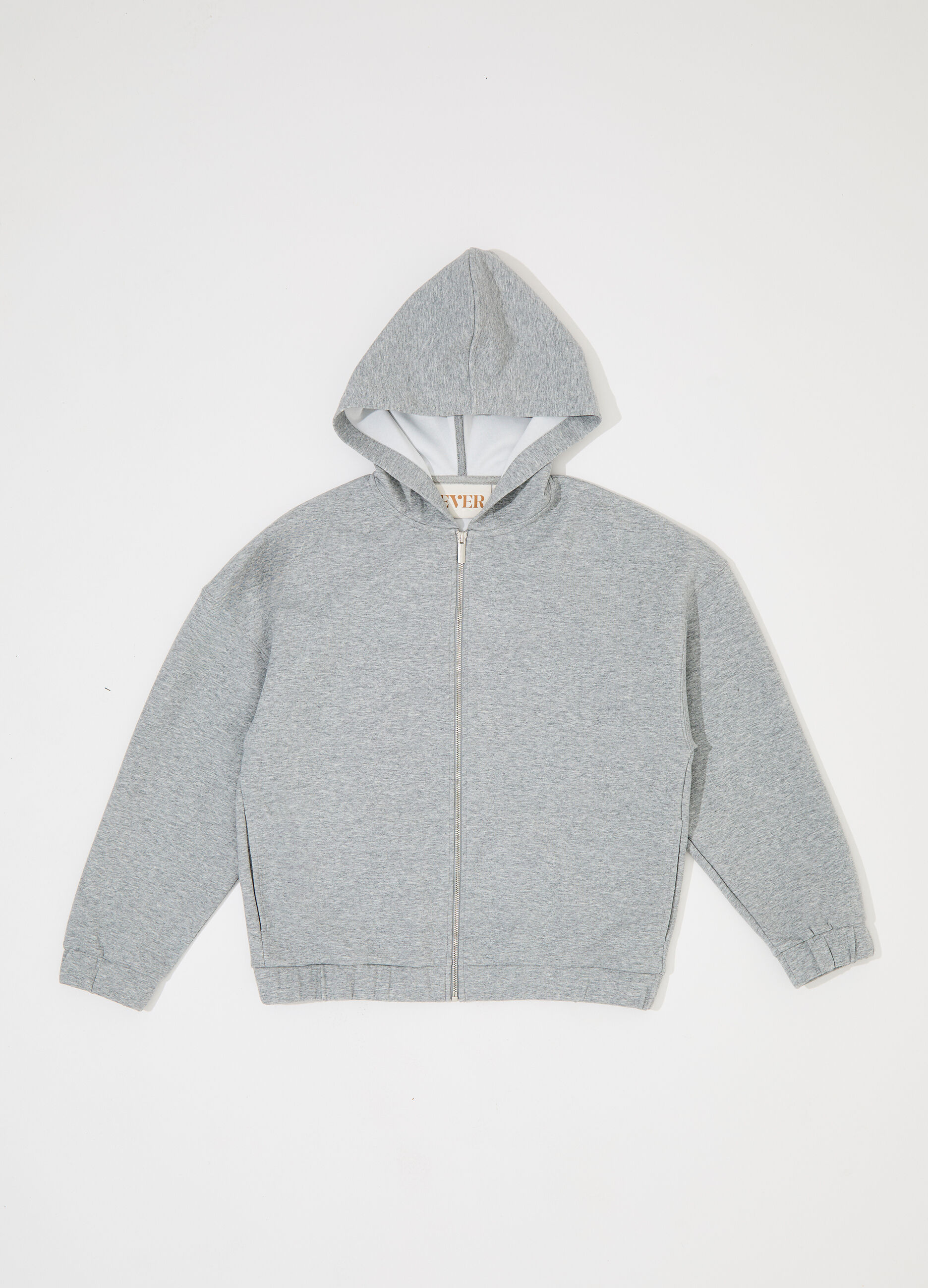 Felpa full zip con cappuccio in misto cotone donna_4