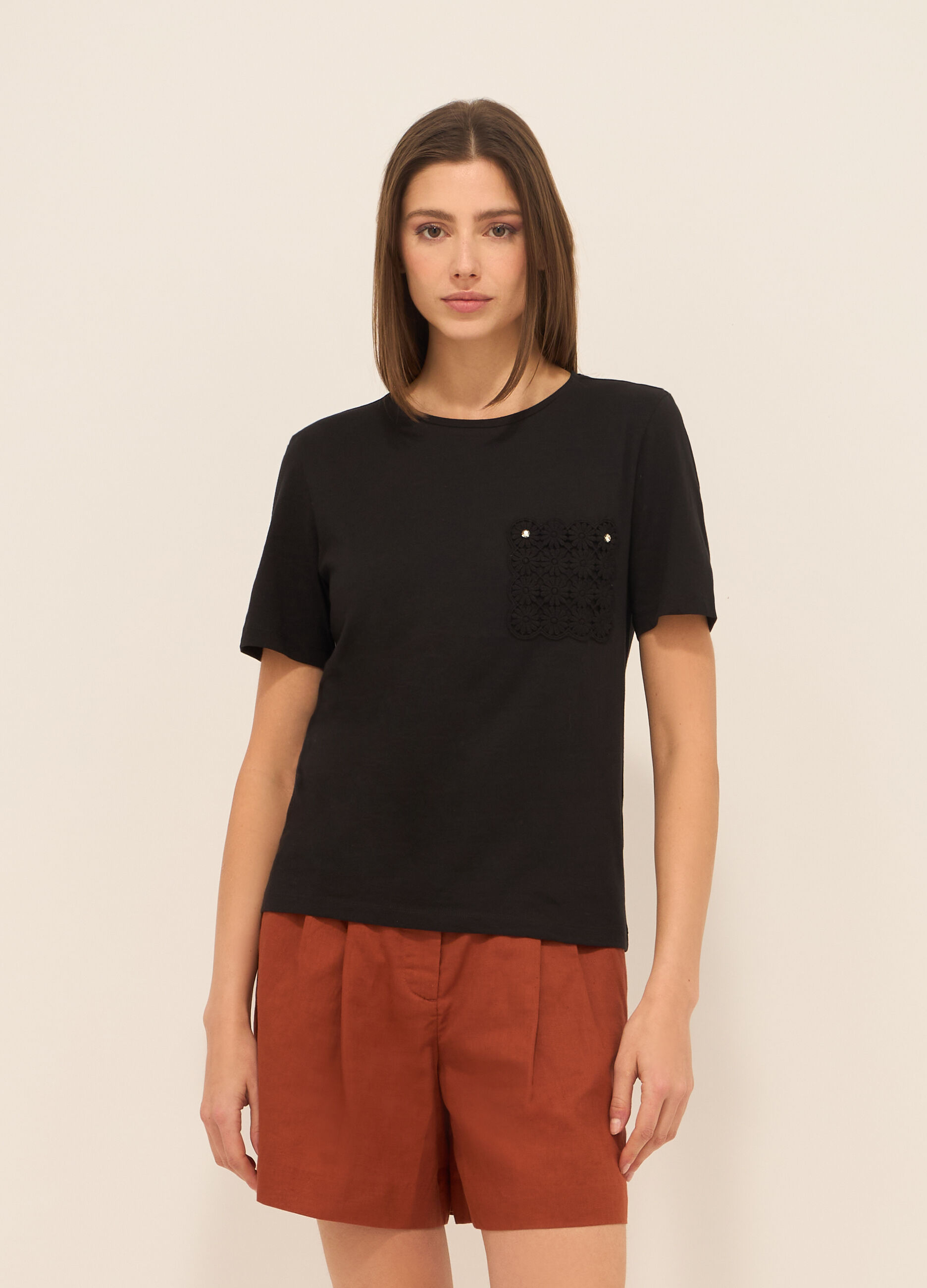 T-shirt in jersey di puro cotone donna_0