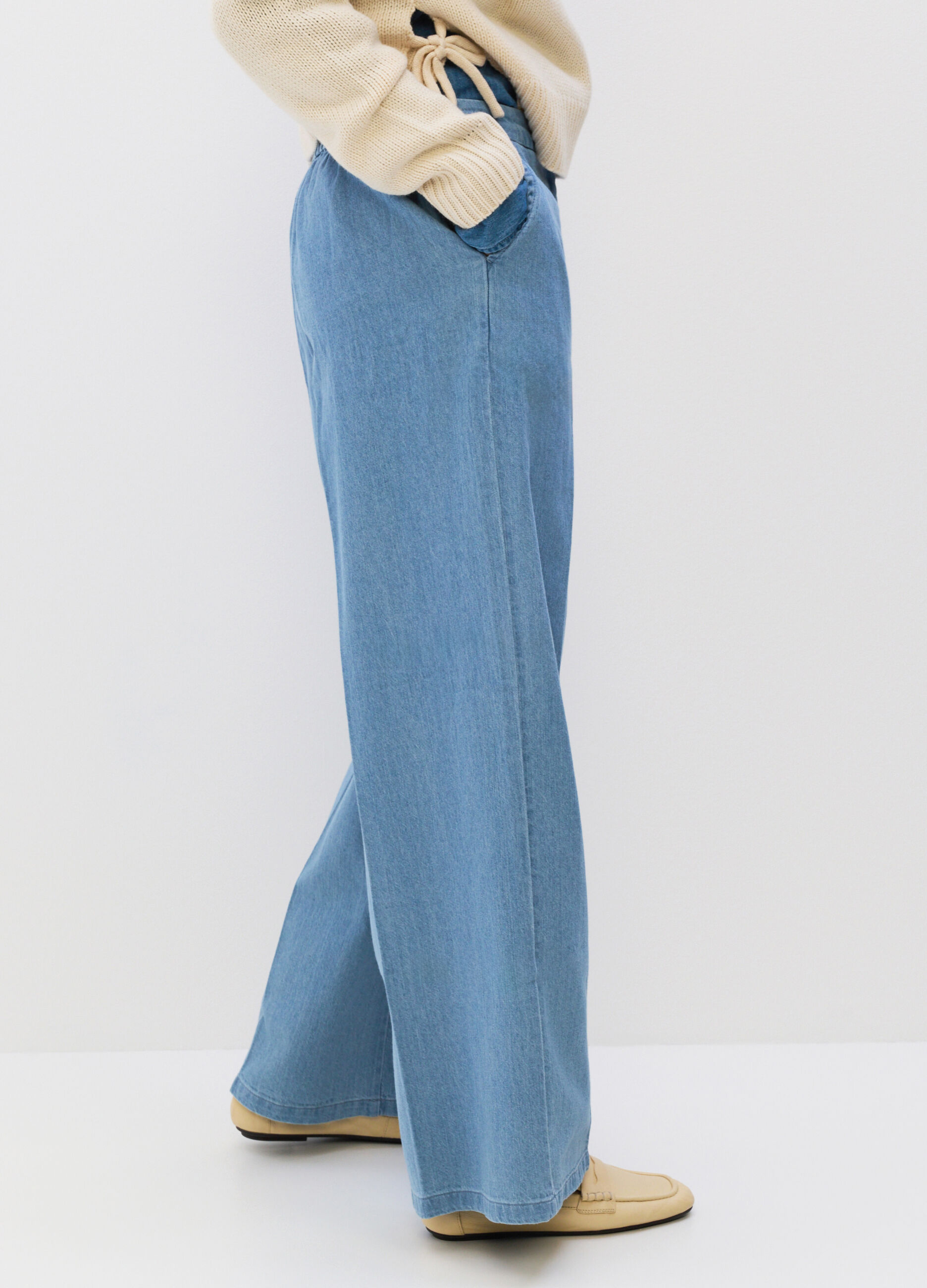 Pantaloni Relaxed Fit in denim di puro cotone donna_3