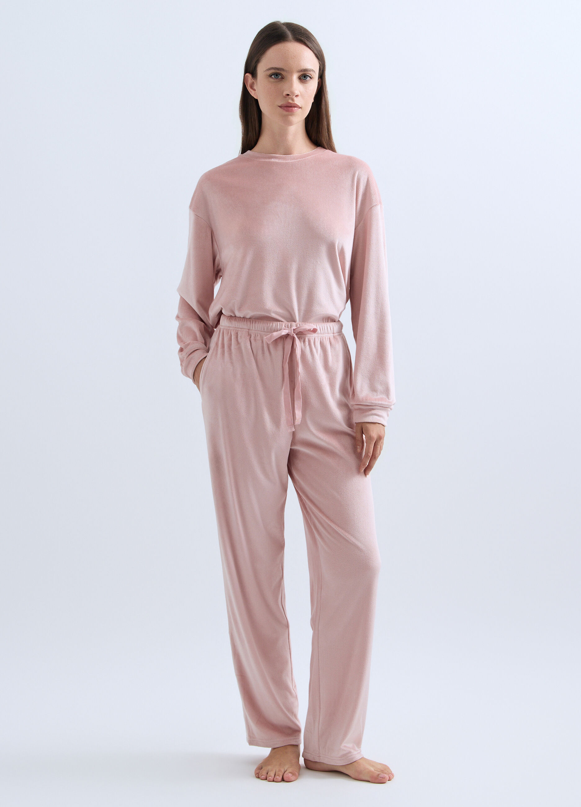 Pantalone pigiama velour stretch donna_0