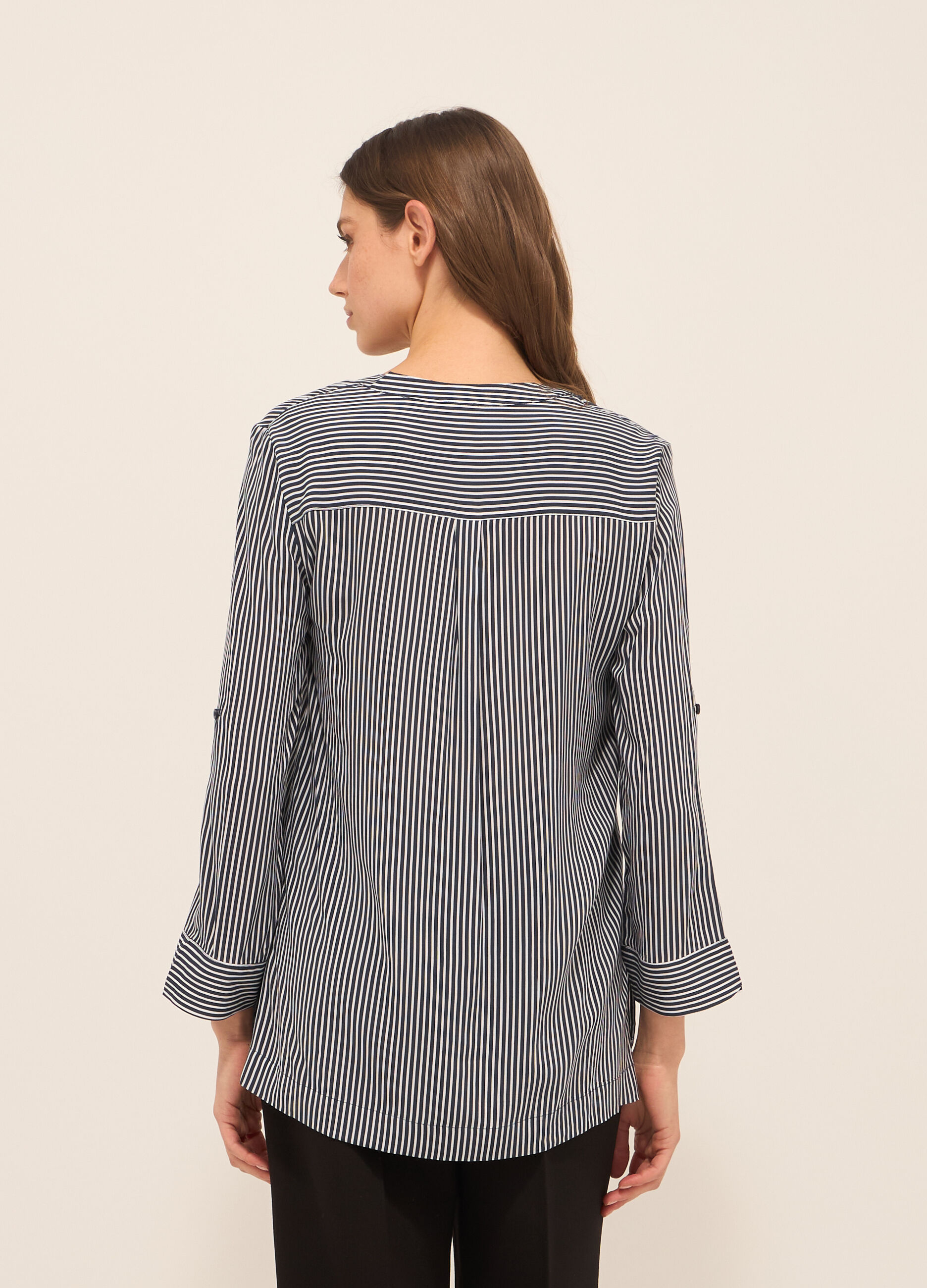 Blusa a righe in pura viscosa donna_1