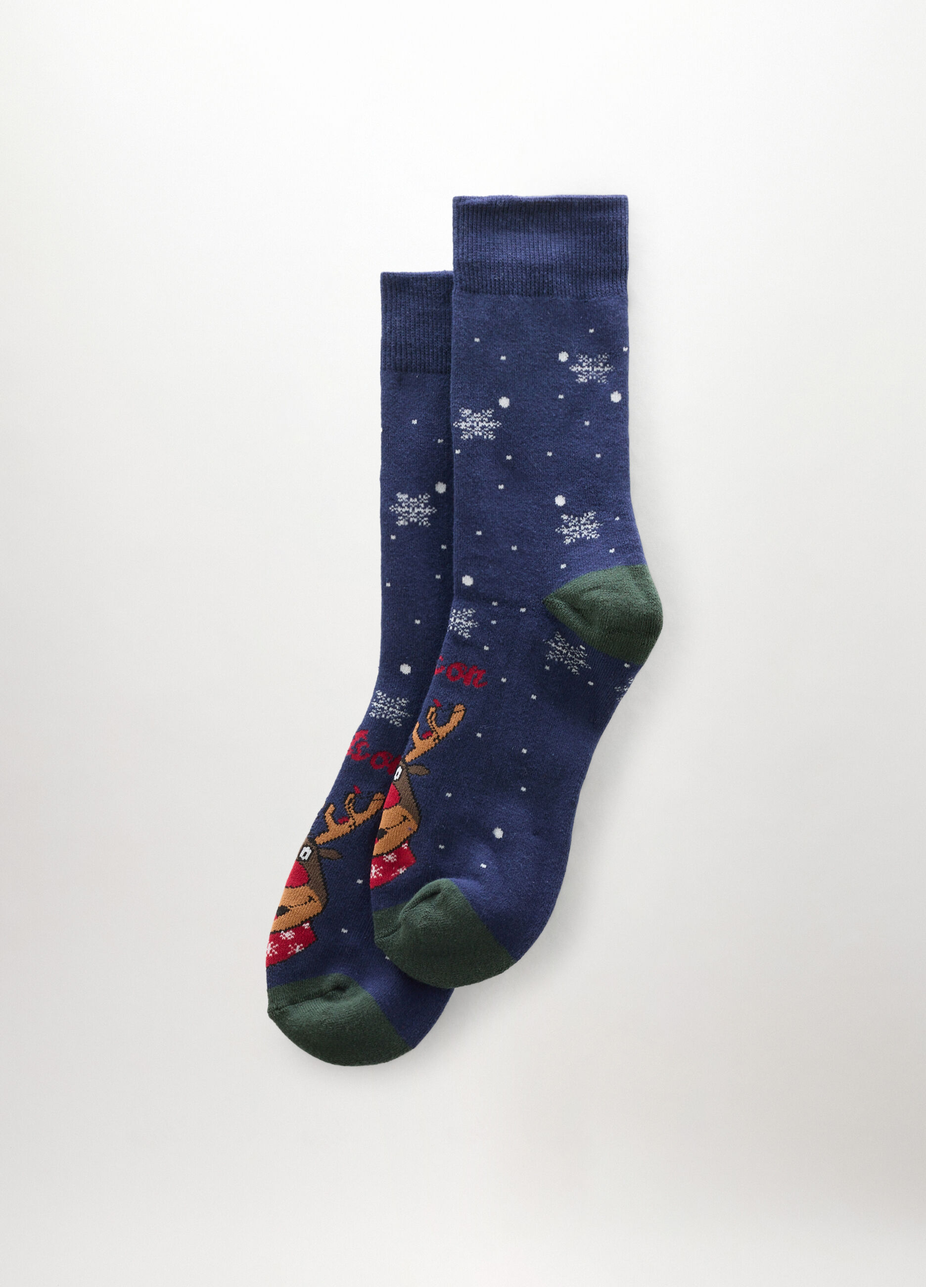 Calze corte in cotone stretch con renna uomo_0