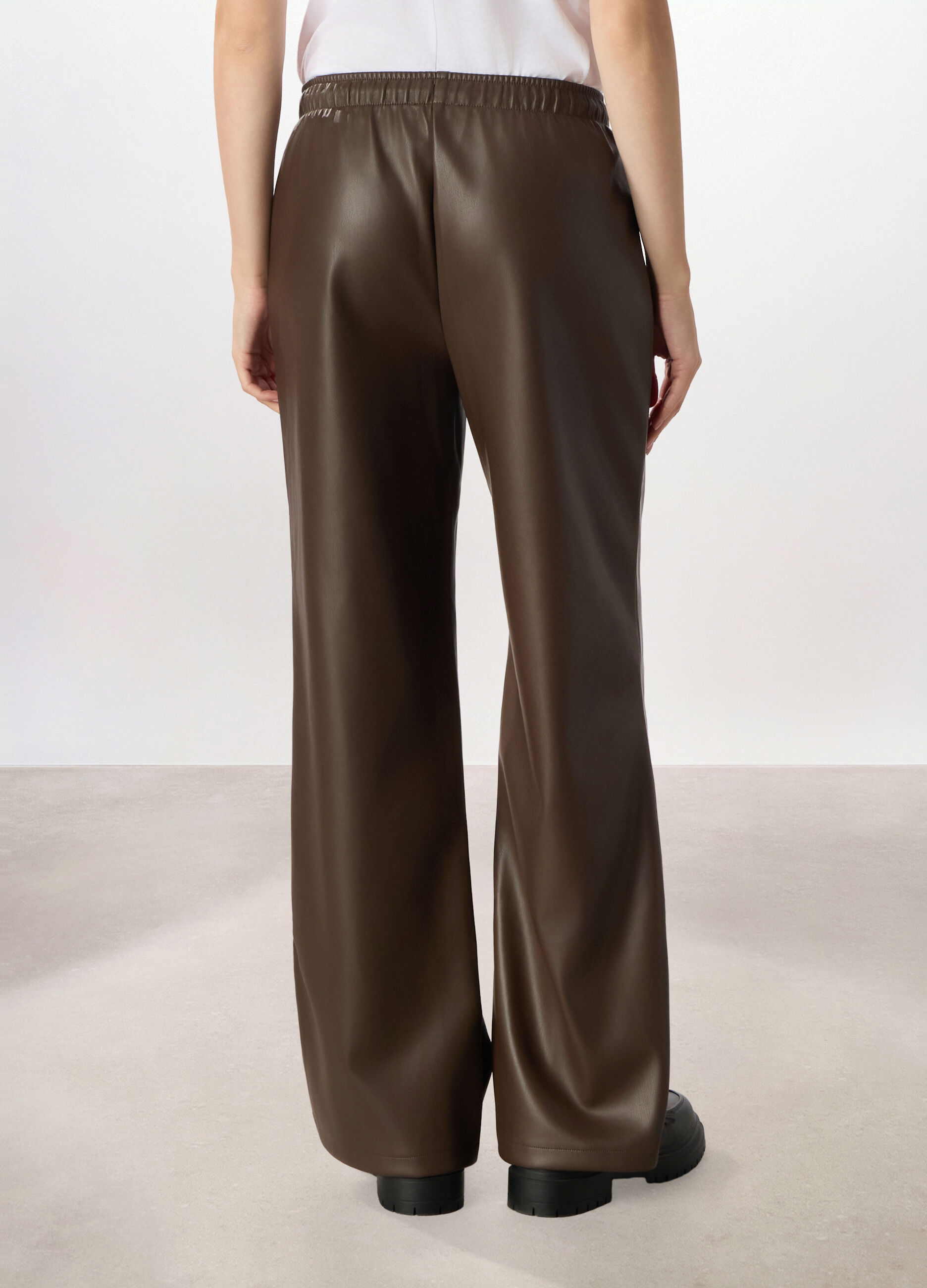 Pantaloni wide leg in eco pelle donna_1