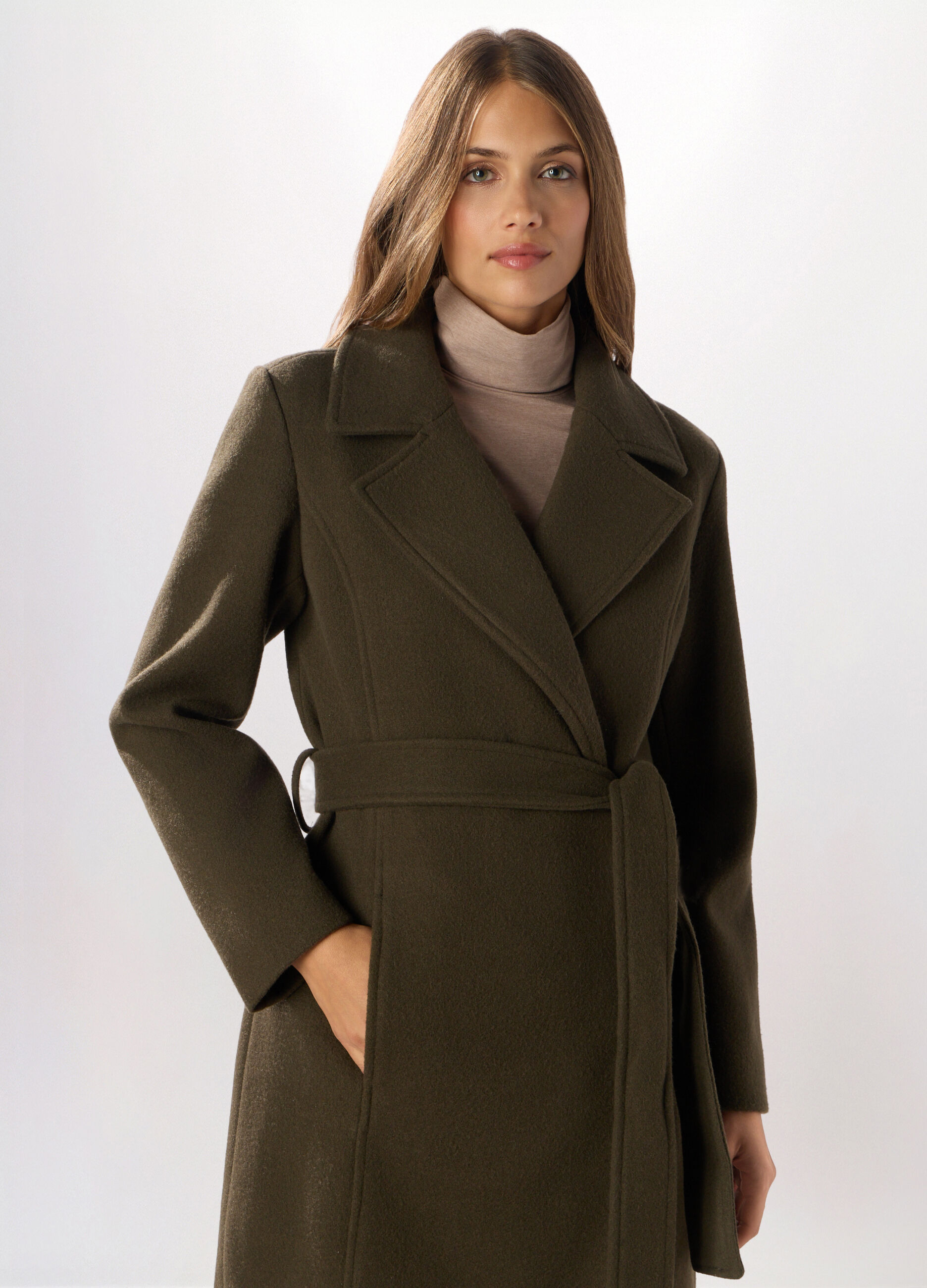 Cappotto lungo con collo revers donna_2