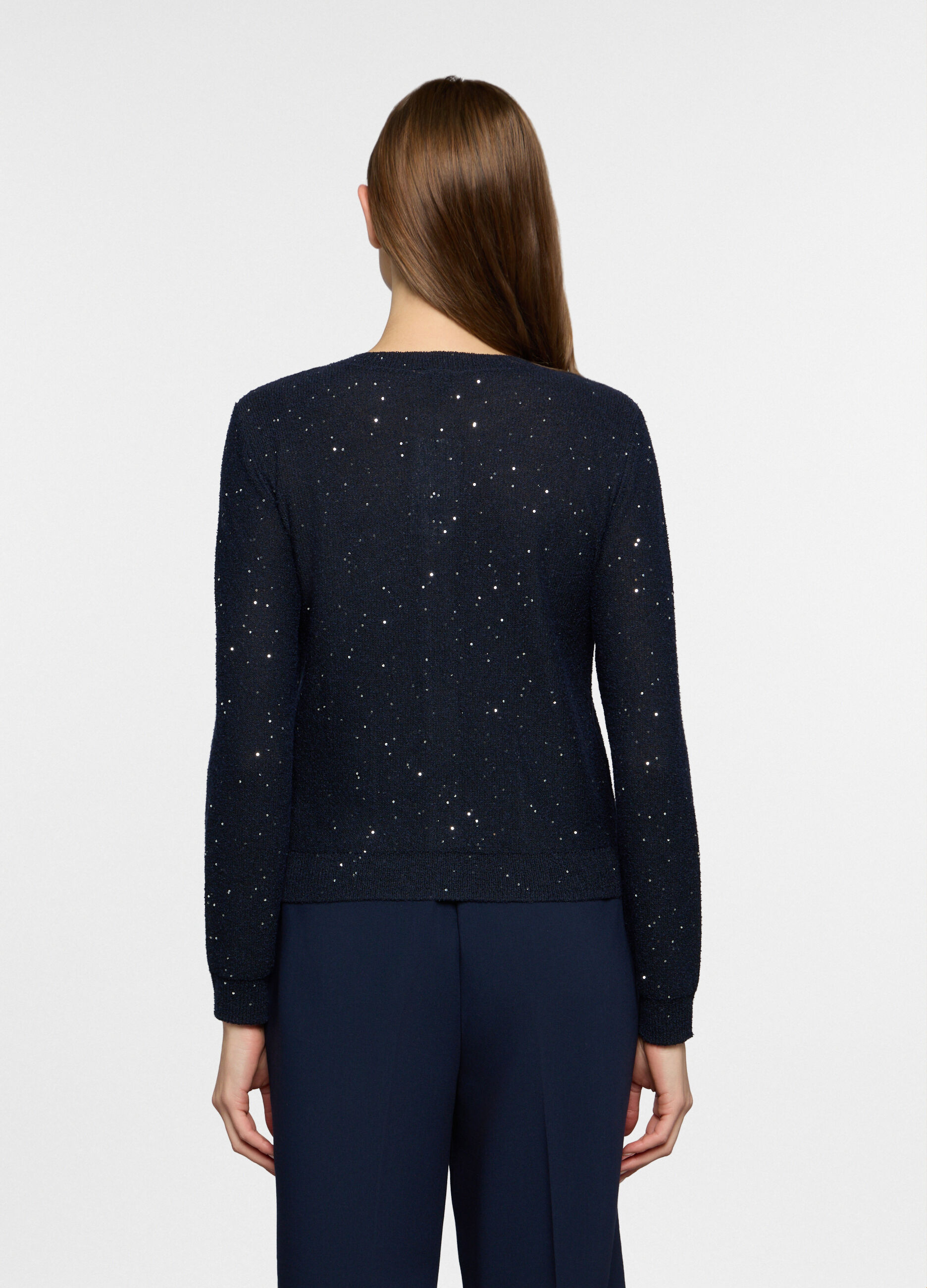 Cardigan girocollo in maglia rasata donna_1