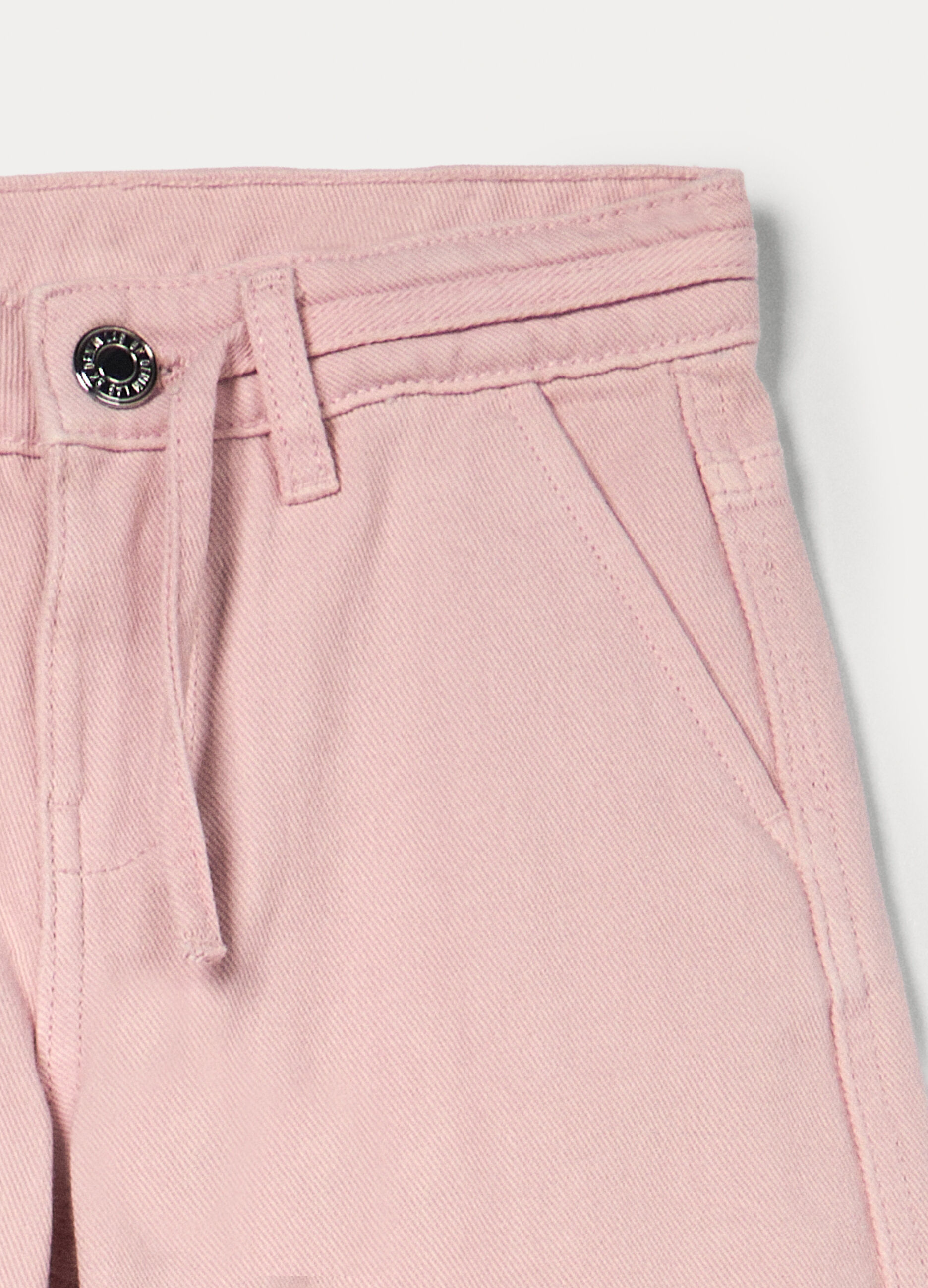 Pantaloni wide leg in denim di puro cotone bambina_2