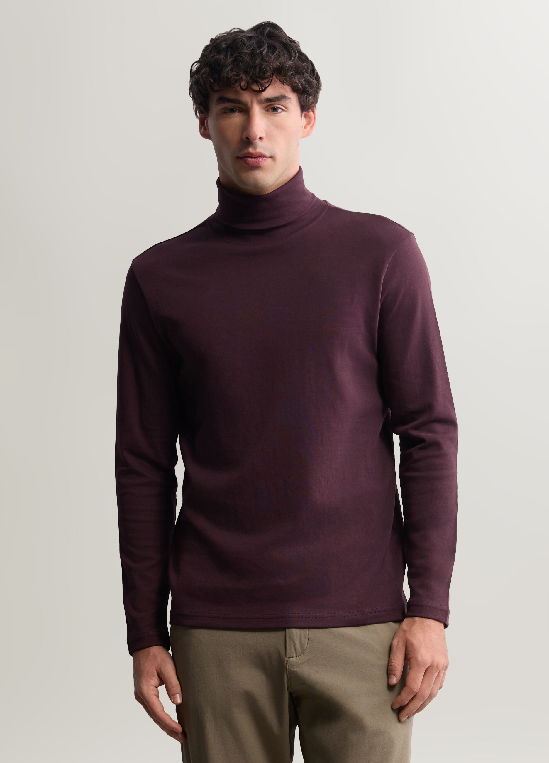 Maglia dolcevita in interlock di cotone uomo_0