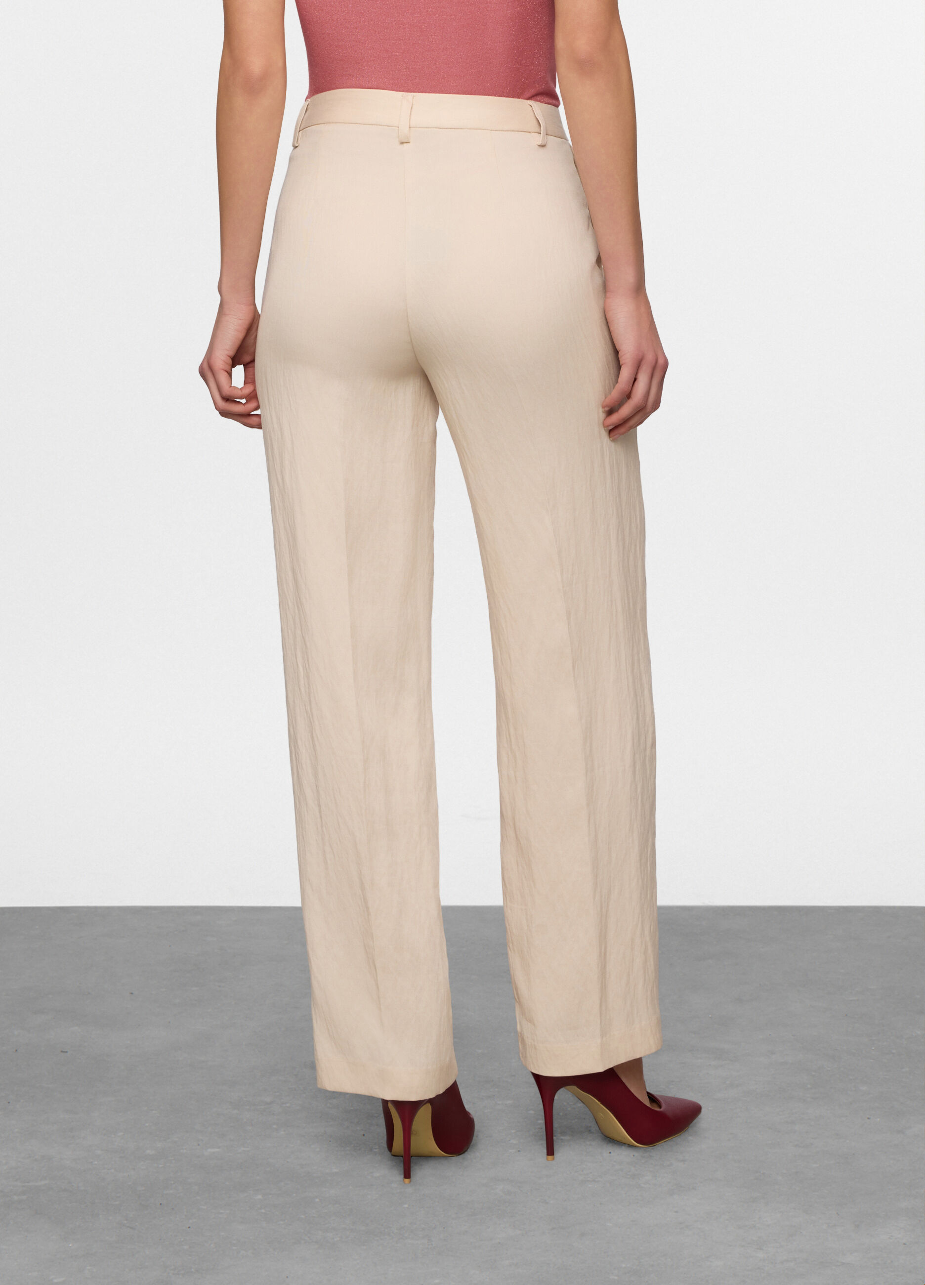 Pantaloni straight fit misto viscosa donna_1