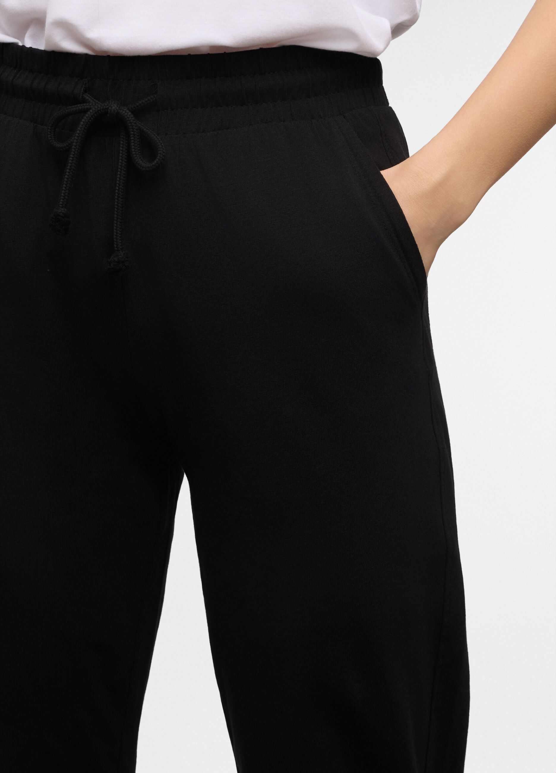 Jogger regular fit in jersey di cotone stretch donna_2